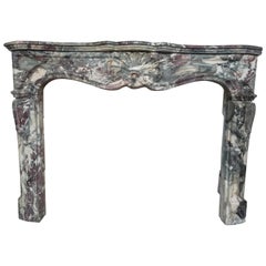 Vintage Exceptionnal Regence Style Violet Breccia Marble Fireplace Mantel, 20th Century