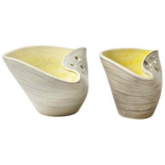 Exceptionnal Set of Two Large Cermic Cups by Mado Jolain French Ceramic, 1950