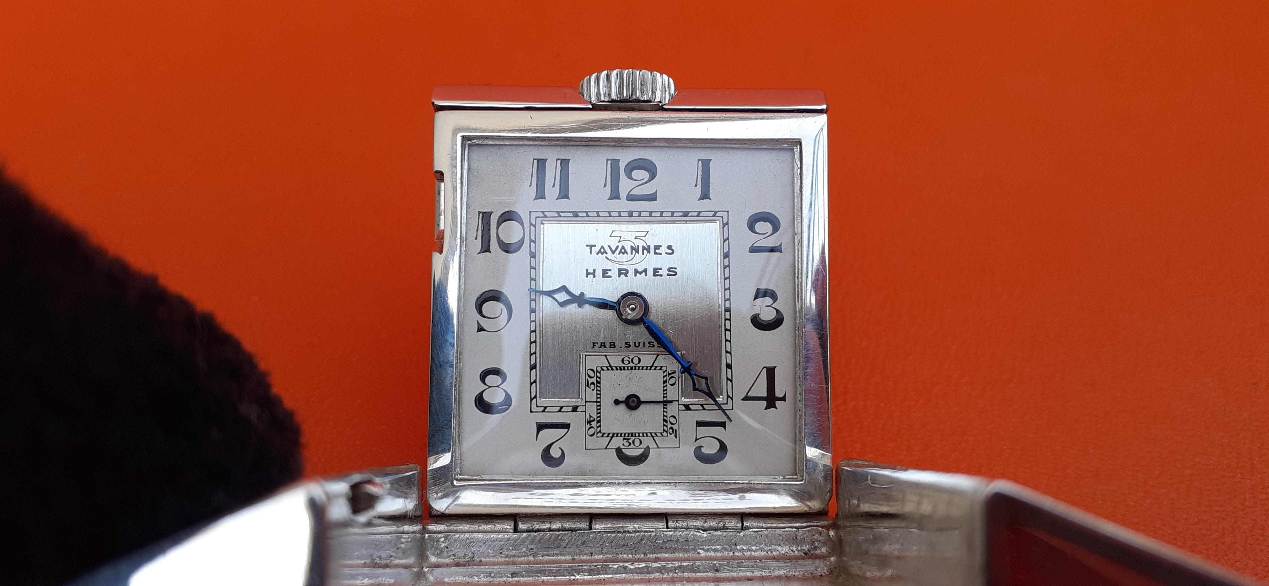 Exceptionnal Tavannes for Hermès Vintage Belt Buckle Golf Watch in Silver RARE For Sale 8