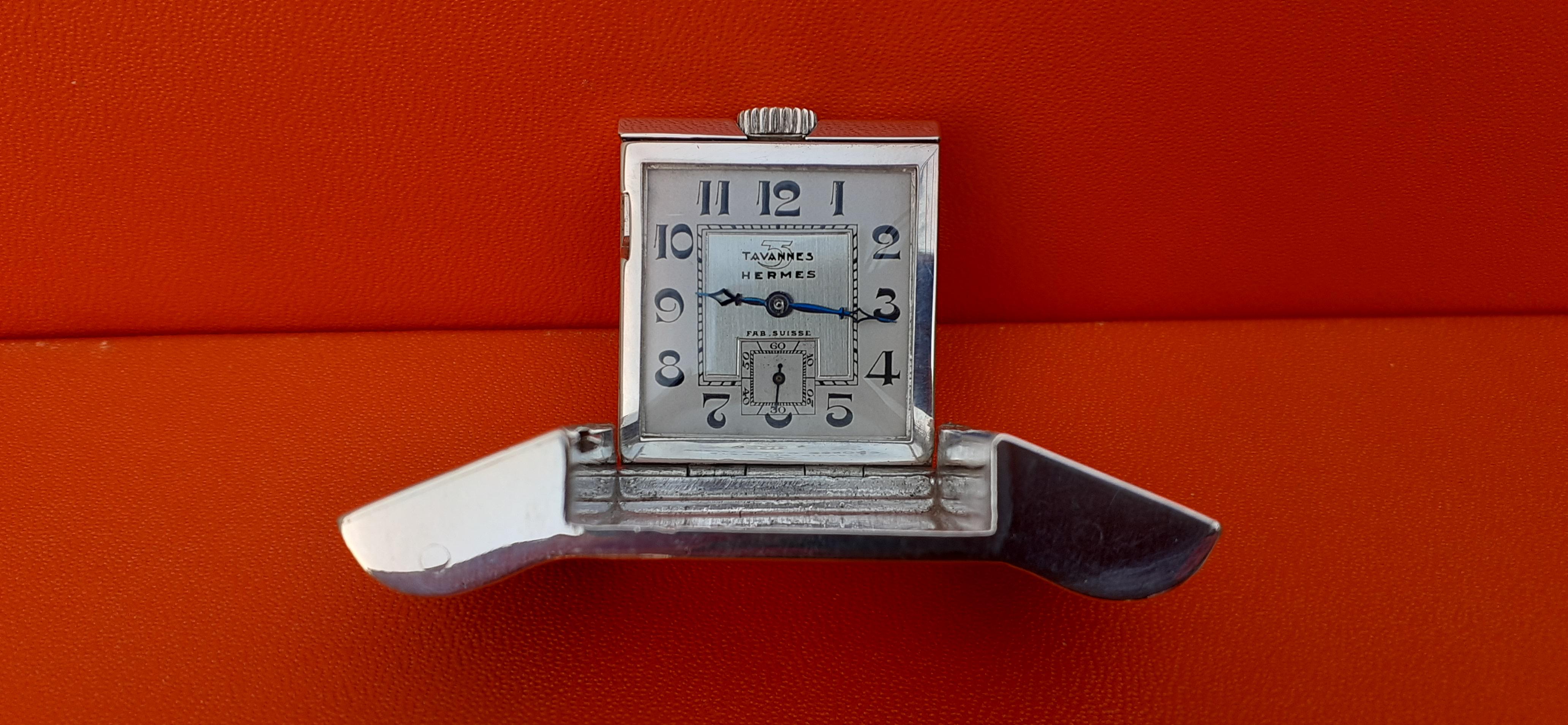 Exceptionnelle Tavannes for Hermès Vintage Belt Buckle Golf Watch in Silver RARE en vente 1