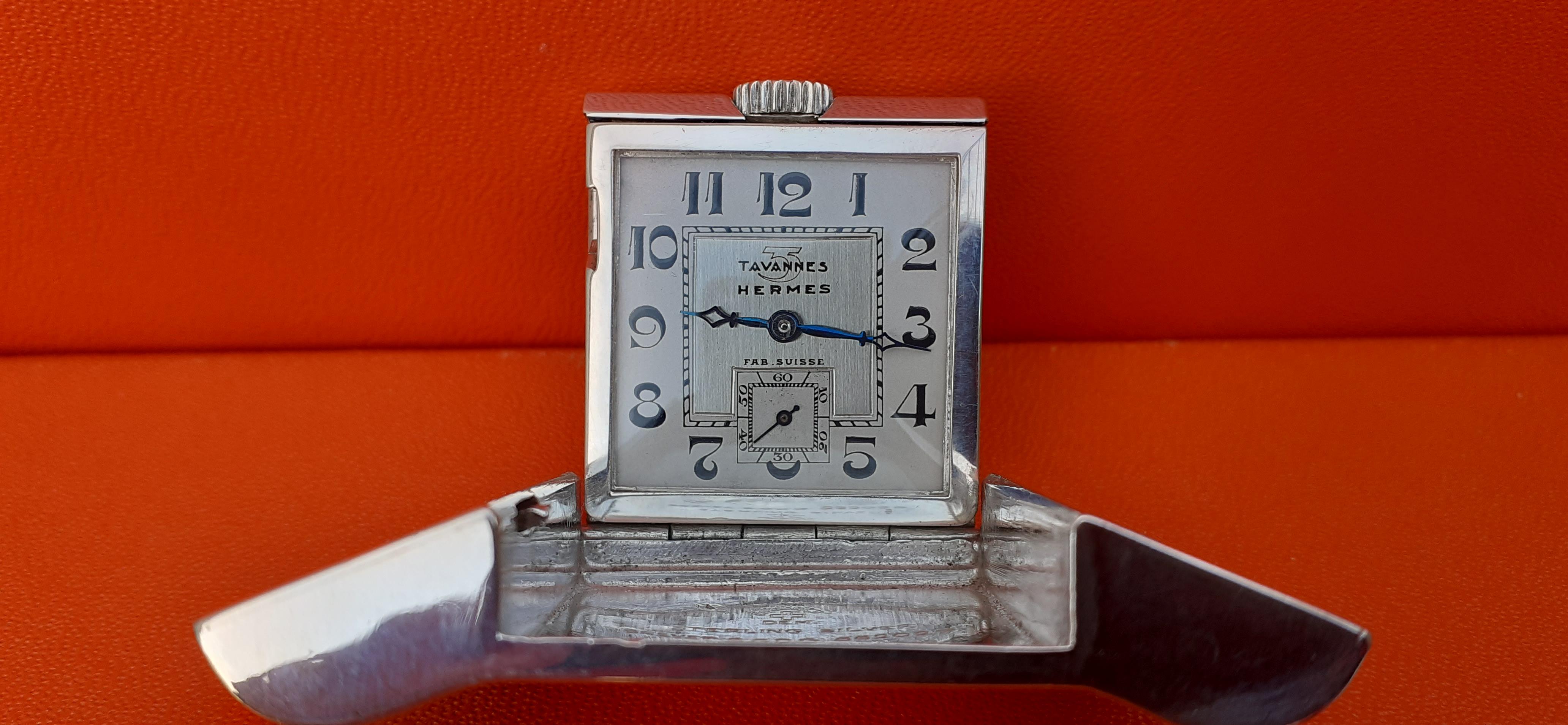 Exceptionnal Tavannes for Hermès Vintage Belt Buckle Golf Watch in Silver RARE For Sale 2