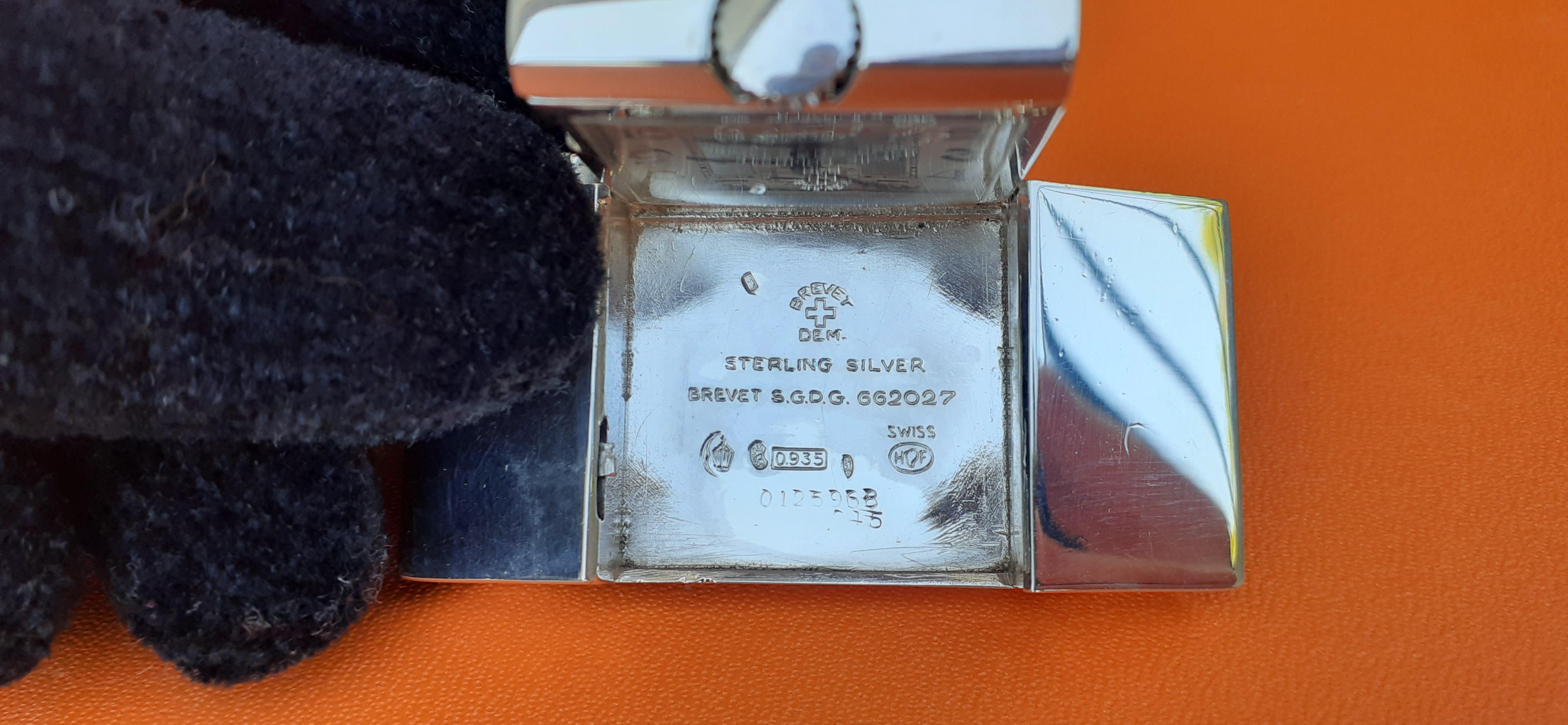 Exceptionnal Tavannes for Hermès Vintage Belt Buckle Golf Watch in Silver RARE For Sale 1