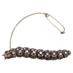 Exceptionnal Victorian Russian caterpillar articulated brooch in 18k gold