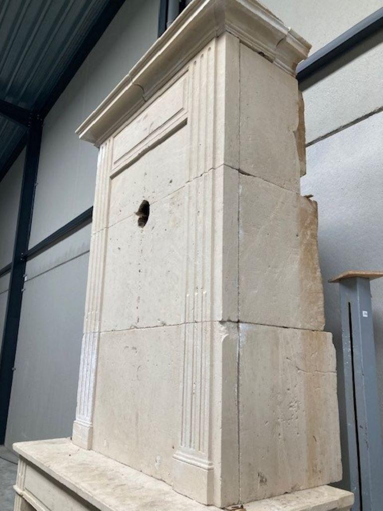 Exceptionnally large Trumeau Limestone Fireplace Mantel For Sale 1