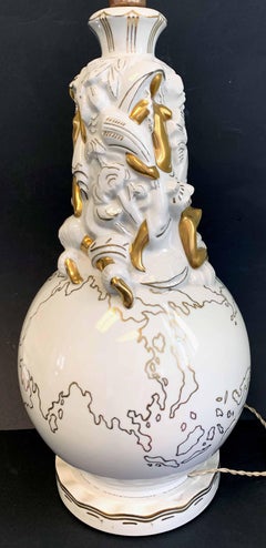 "Exchange of Cultures, " High Style Art Deco Porcelain Lamp Base w/ Nudes by Robj