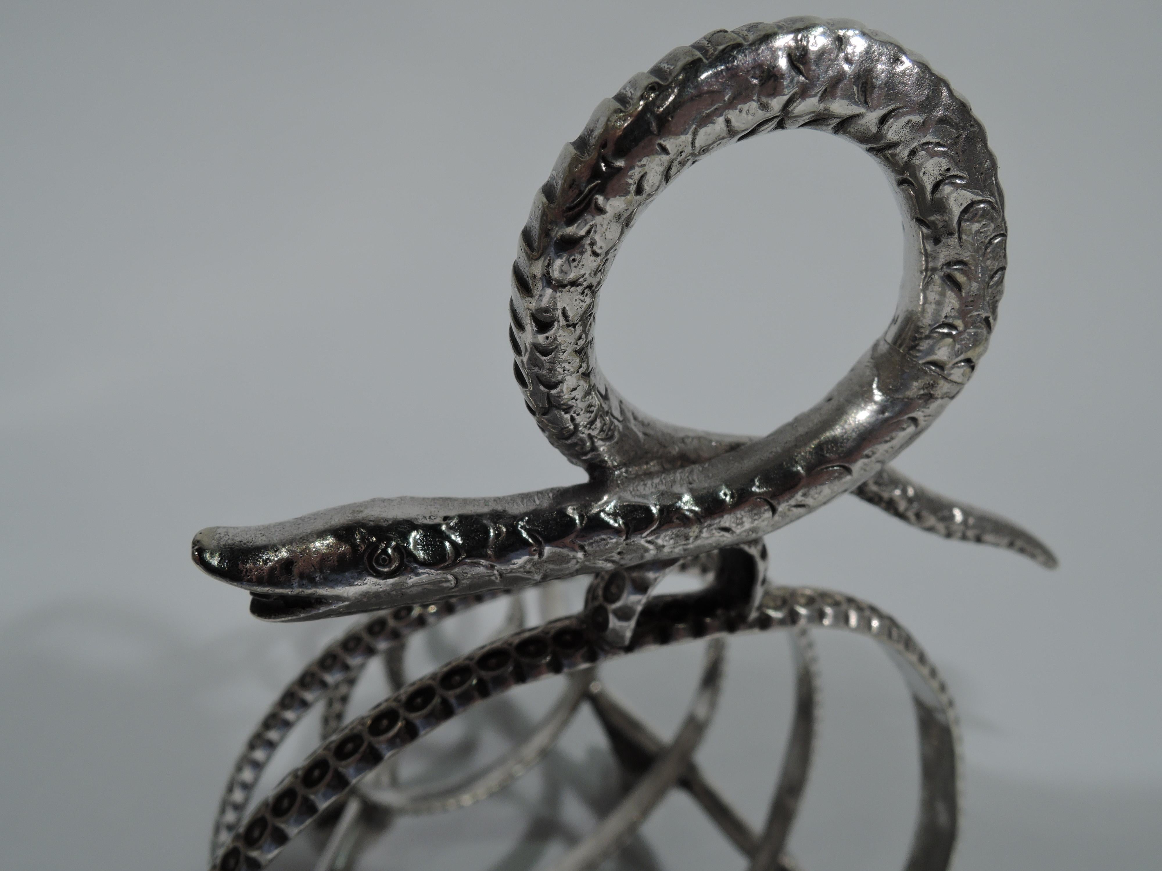 Victorian Exciting and Unusual Snake-Form Silver Plate Toast Rack