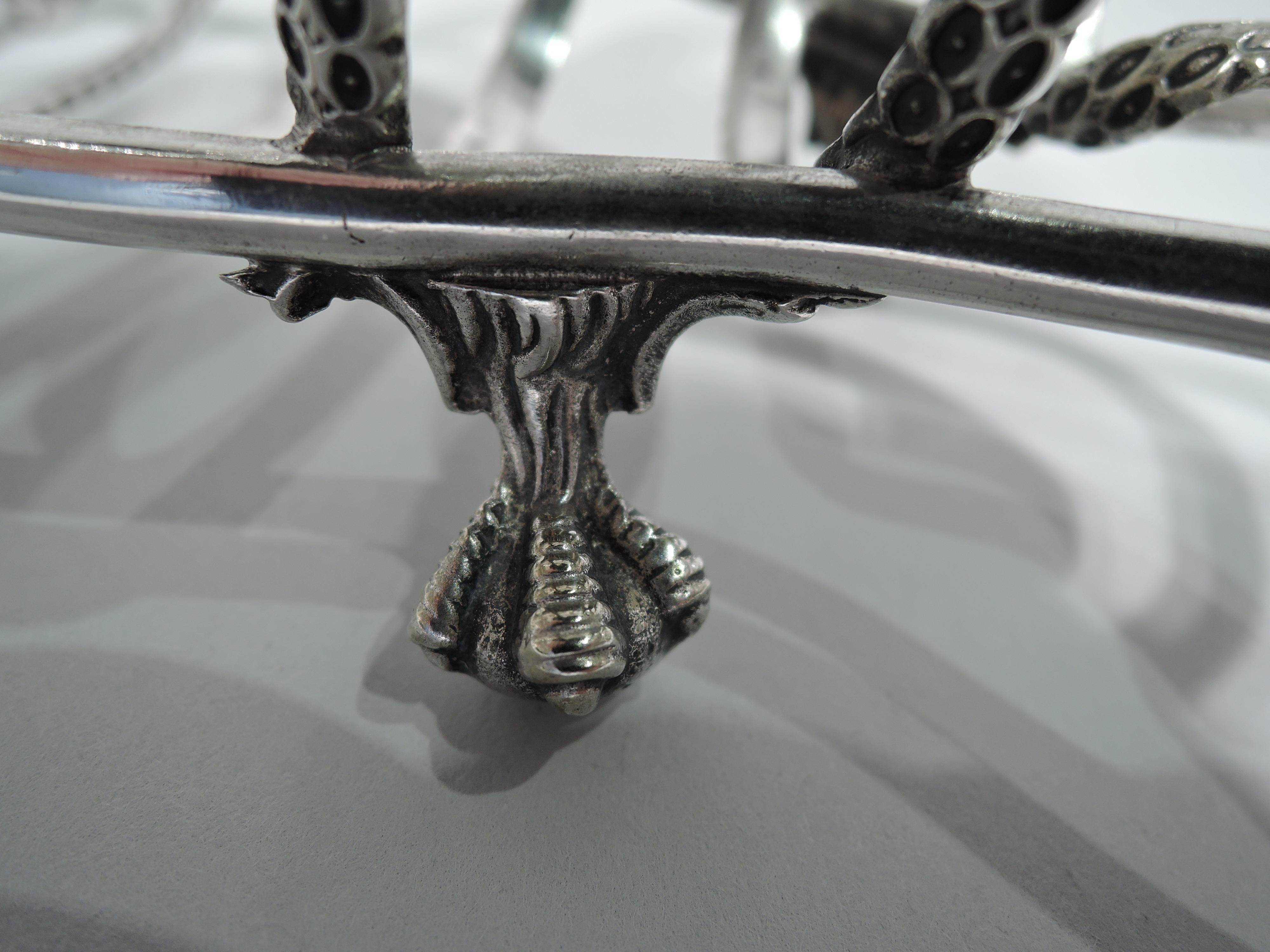 Unknown Exciting and Unusual Snake-Form Silver Plate Toast Rack