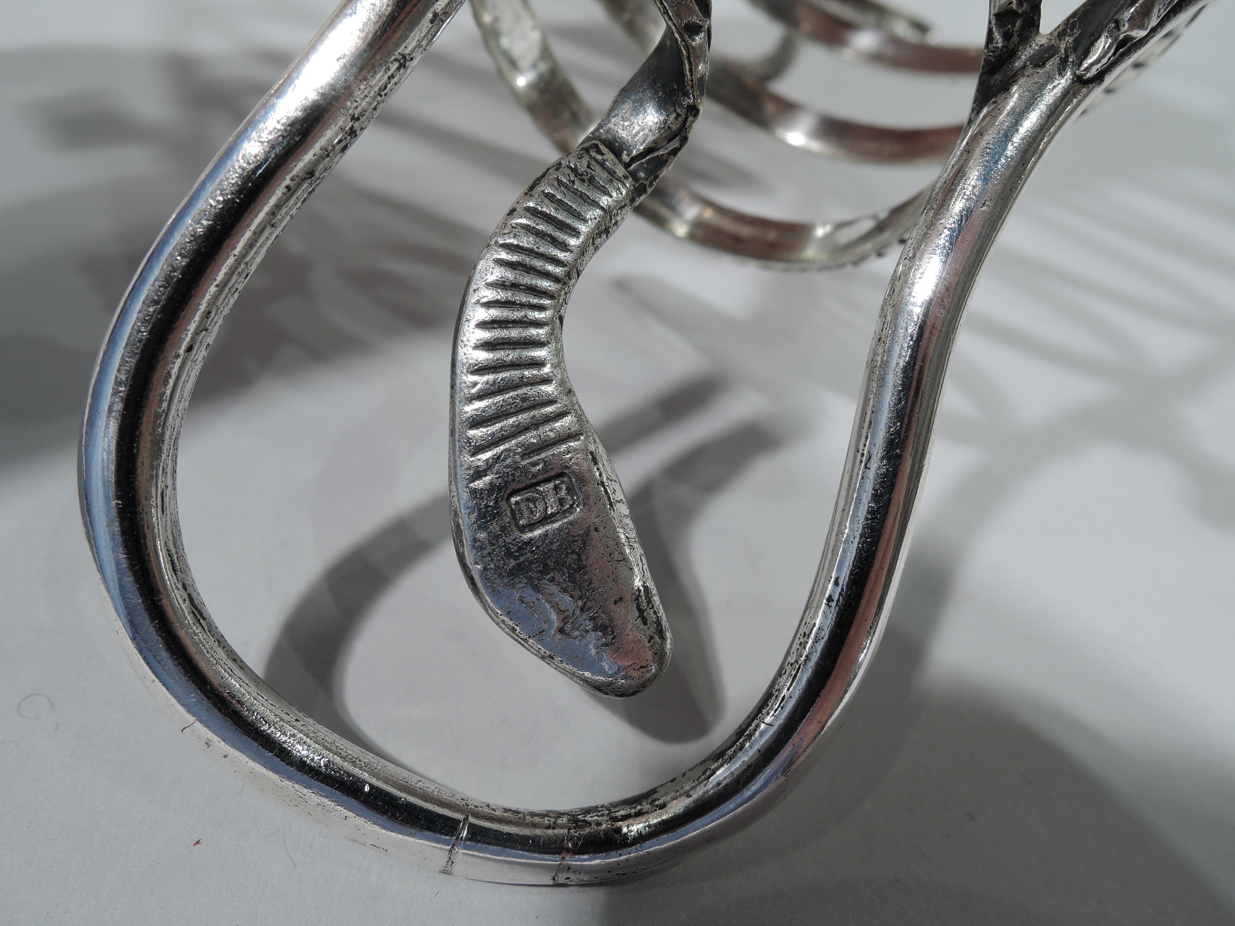 Exciting and Unusual Snake-Form Silver Plate Toast Rack In Good Condition In New York, NY