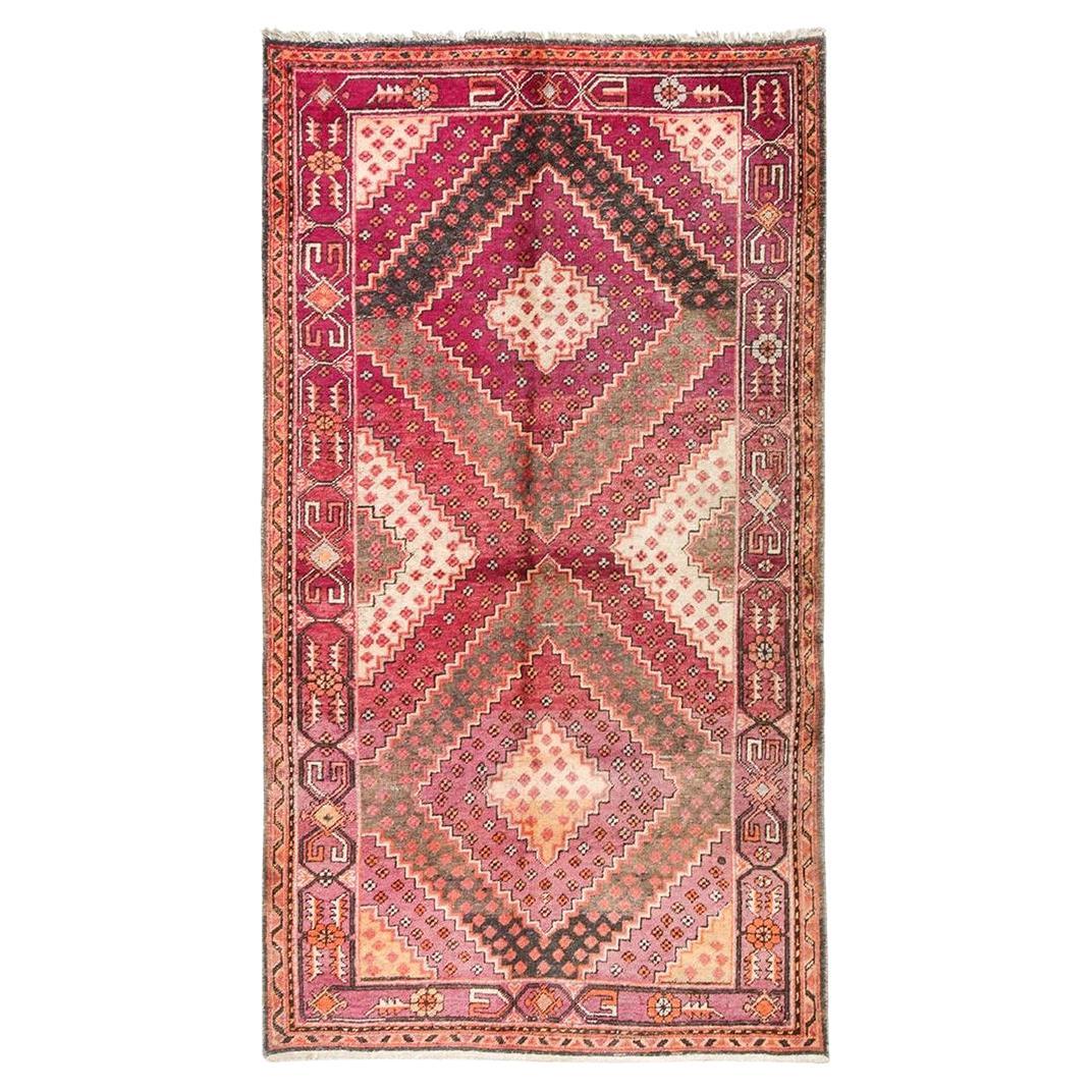 Exciting Artistic Vintage Purple Gray Ivory Khotan Rug For Sale