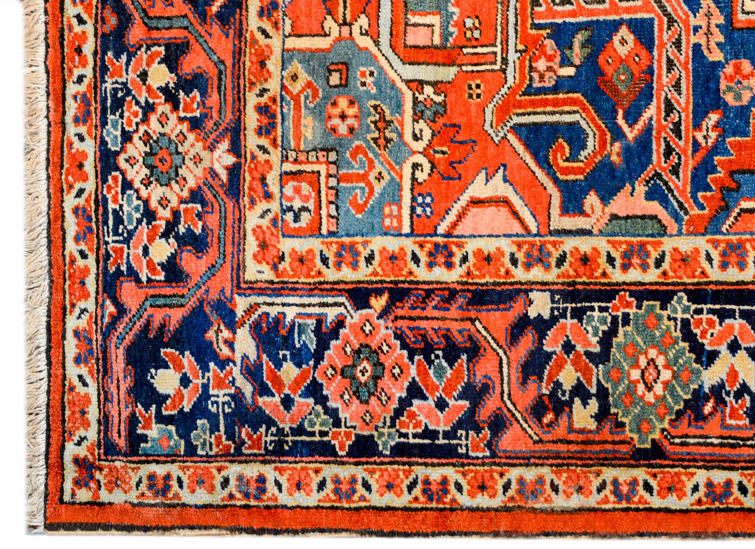 Wool Exciting Early 20th Century Heriz Rug