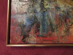Exciting Gino Hollander Style Abstract Oil Painting Mid-Century Modern