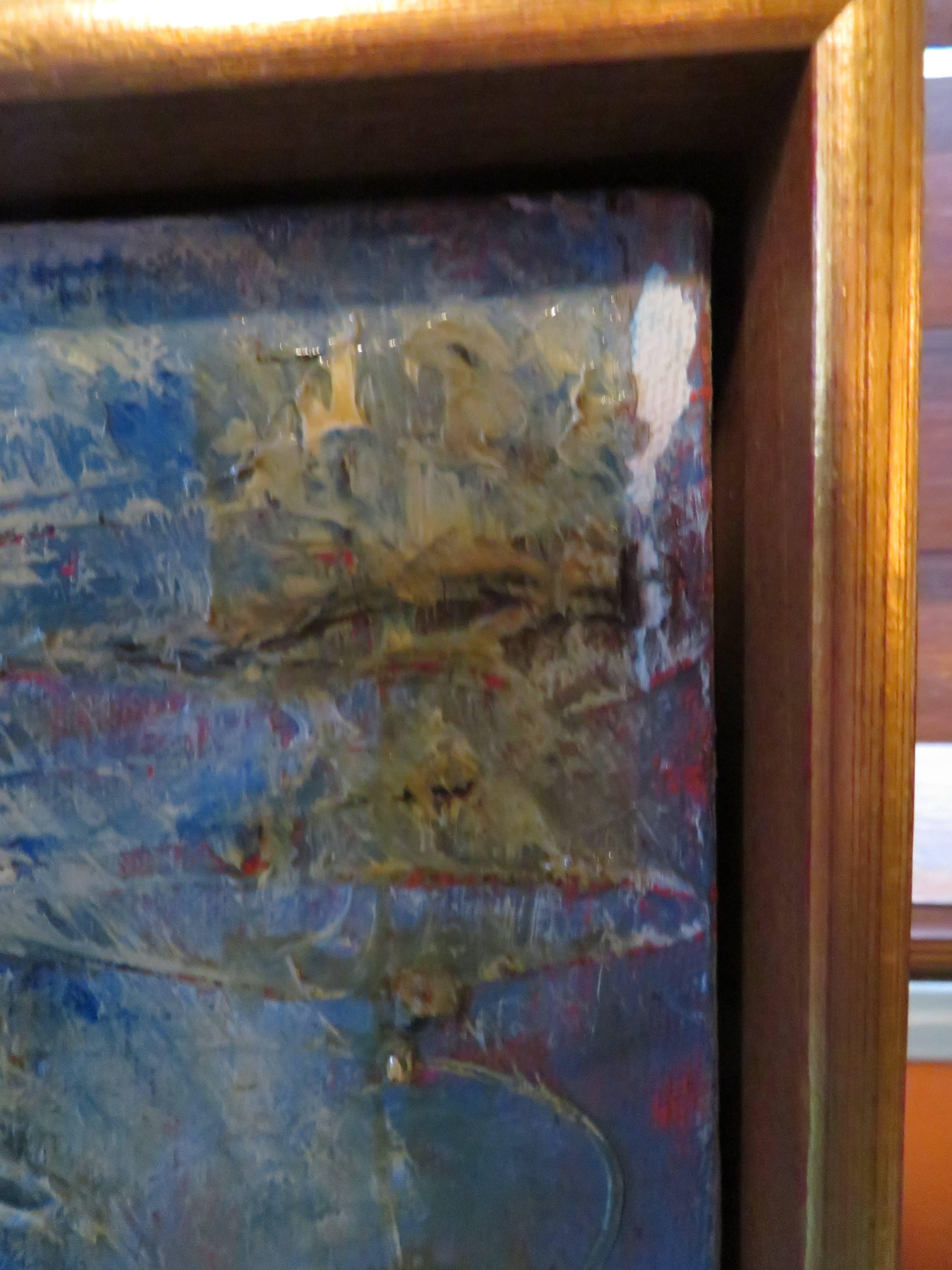 Exciting Gino Hollander Style Abstract Oil Painting Mid-Century Modern In Good Condition For Sale In Pemberton, NJ