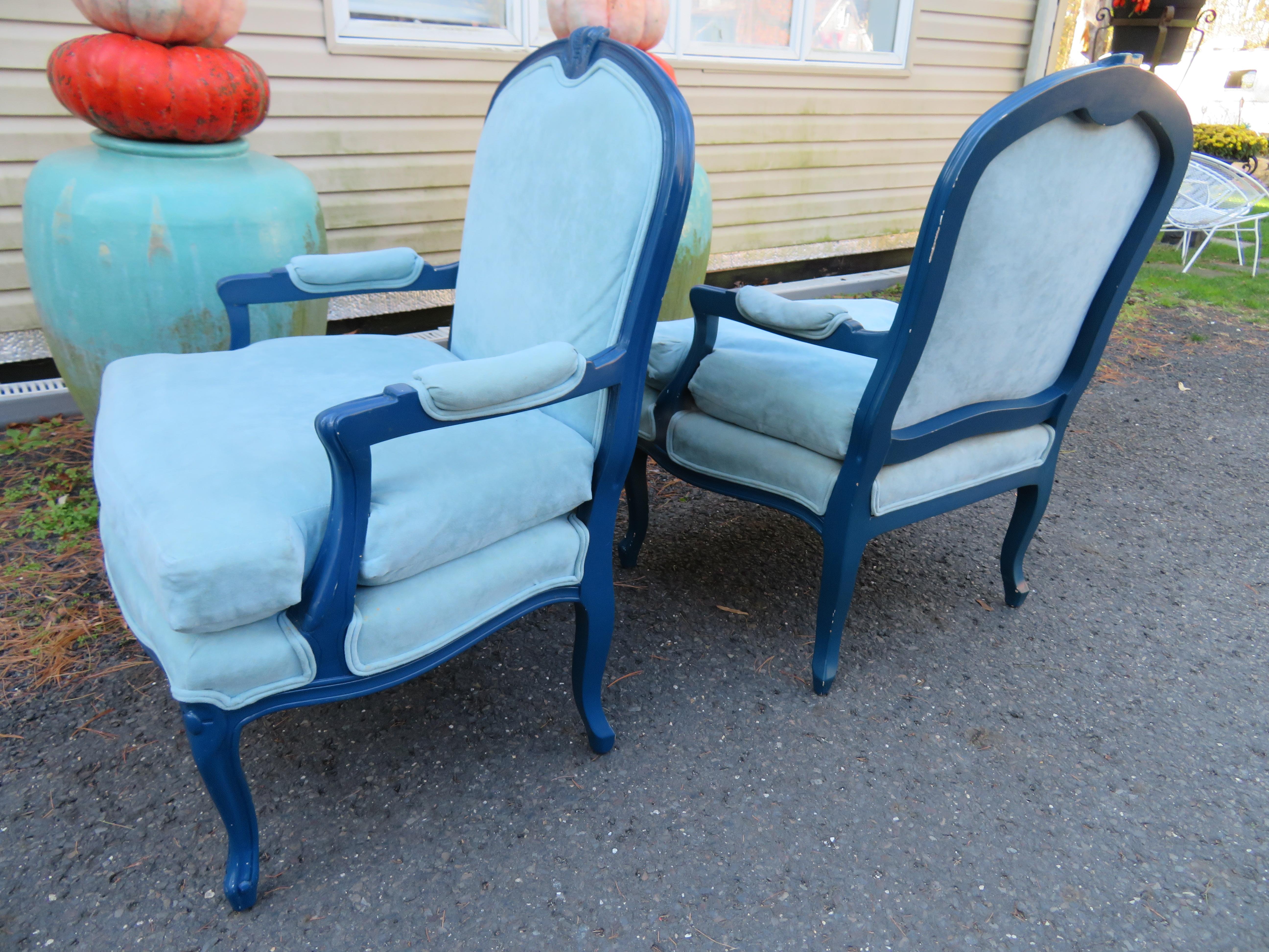 Exciting Pair Erwin Lambert Louis XV Lacquered Fauteuil Chairs Mid-Century For Sale 7