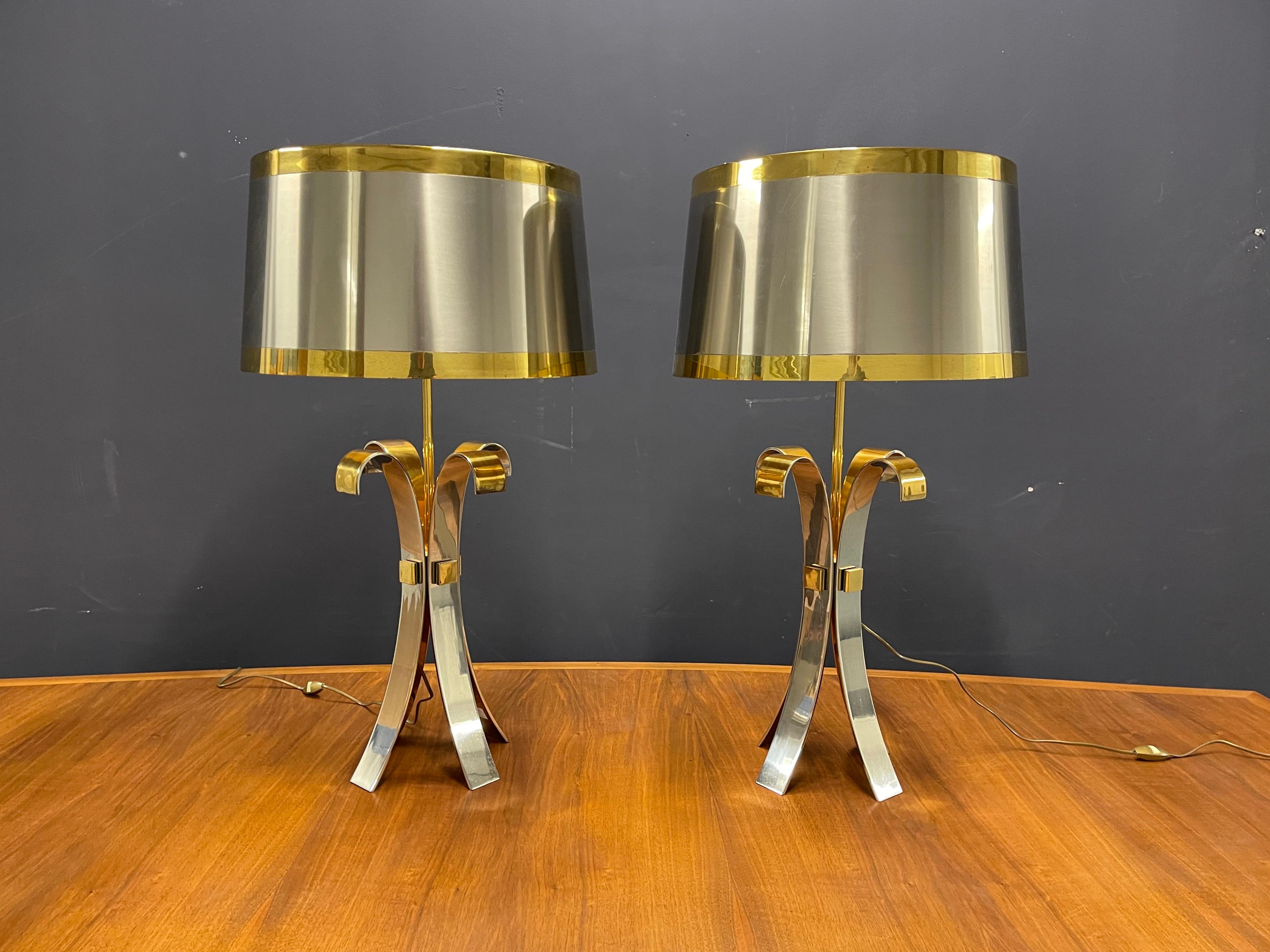 Hollywood Regency Exciting Set of Two Maison Charles Table Lamps / Mod, Corolle For Sale