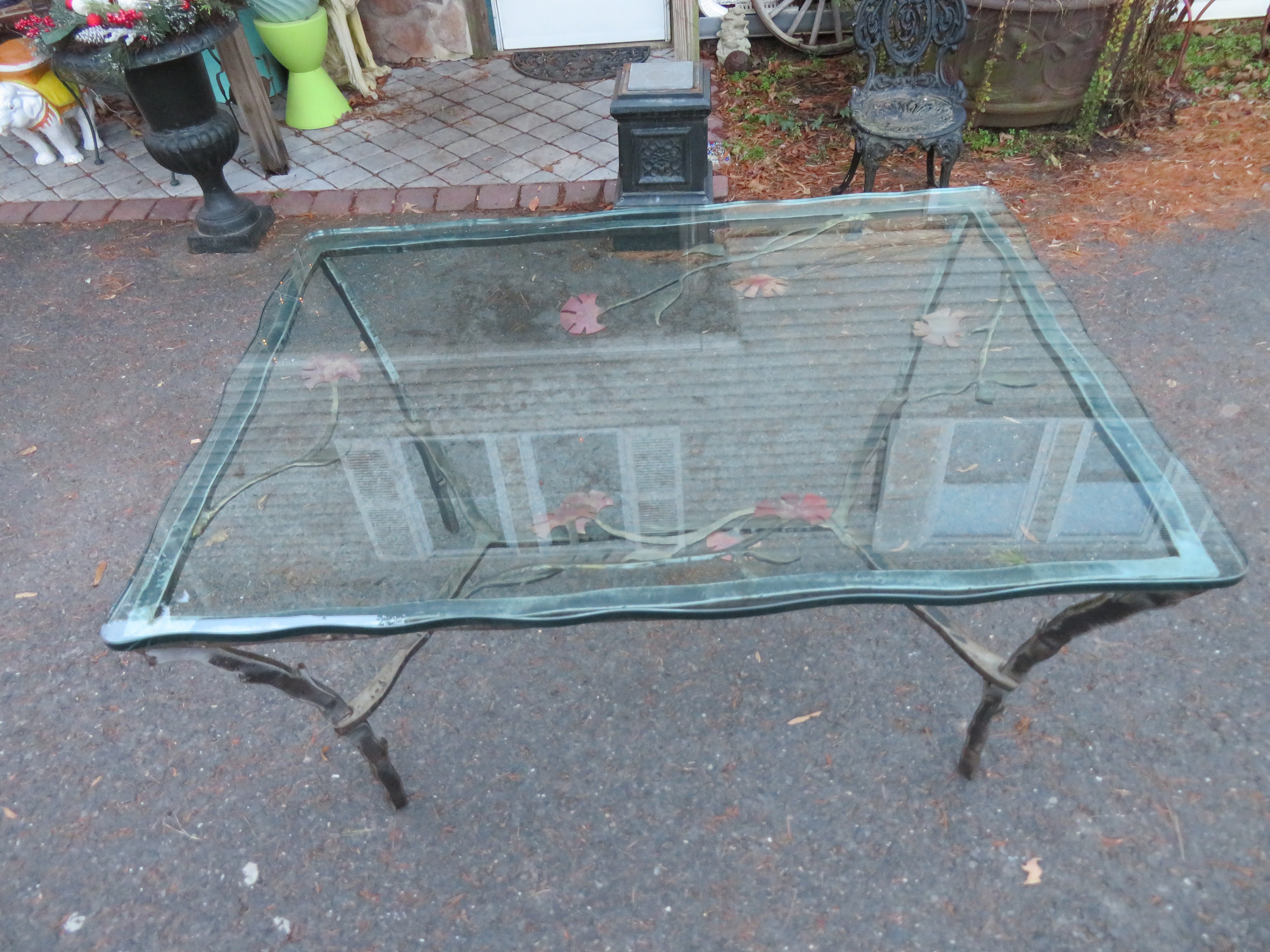 Bronze Silas Seandel passionnante table à fleurs en acier forgé et bronze mi-siècle moderne en vente