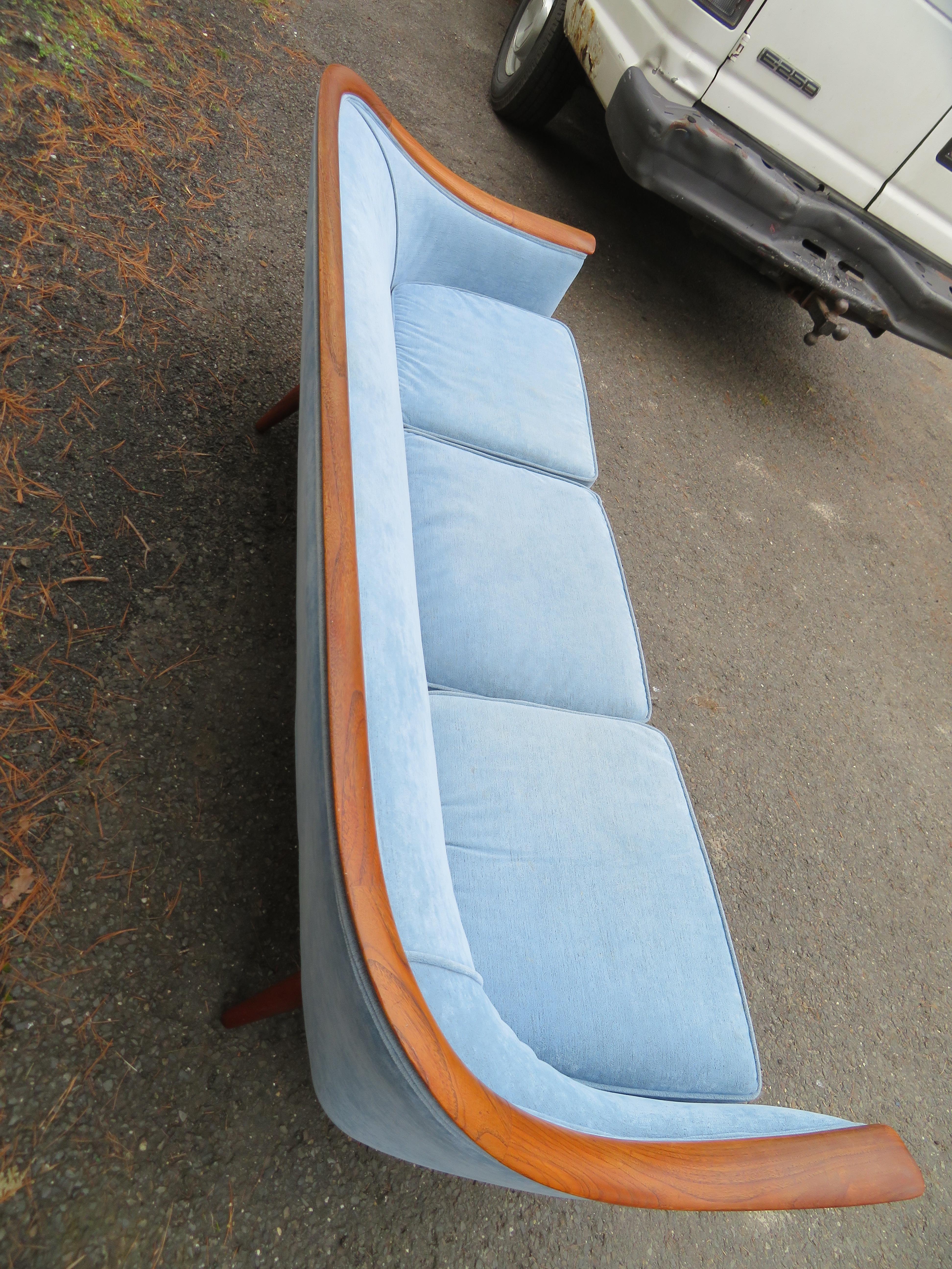 curved wood sofa