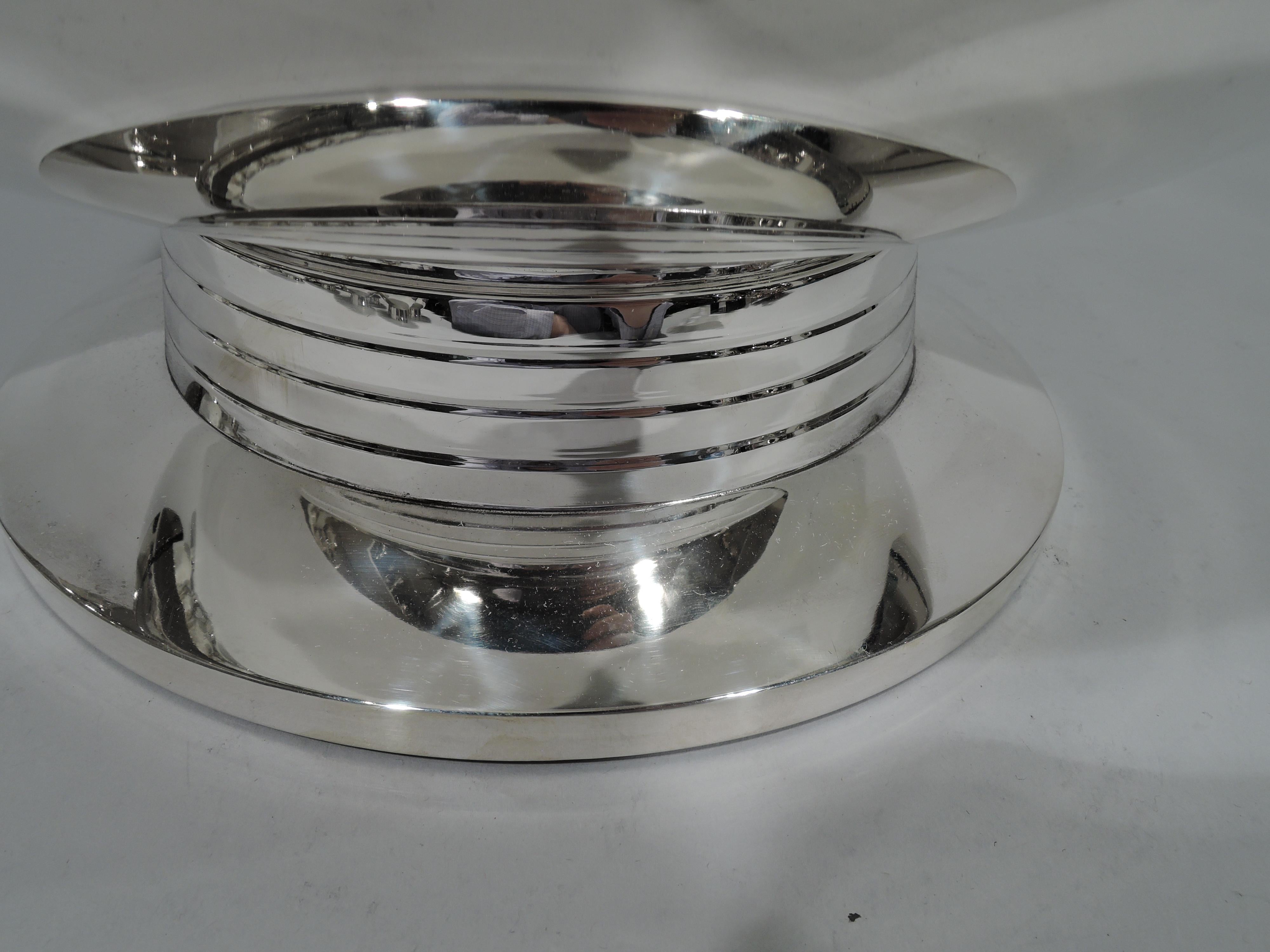American Exciting Tiffany Mid-Century Modern Sterling Silver Punch Bowl and Cups