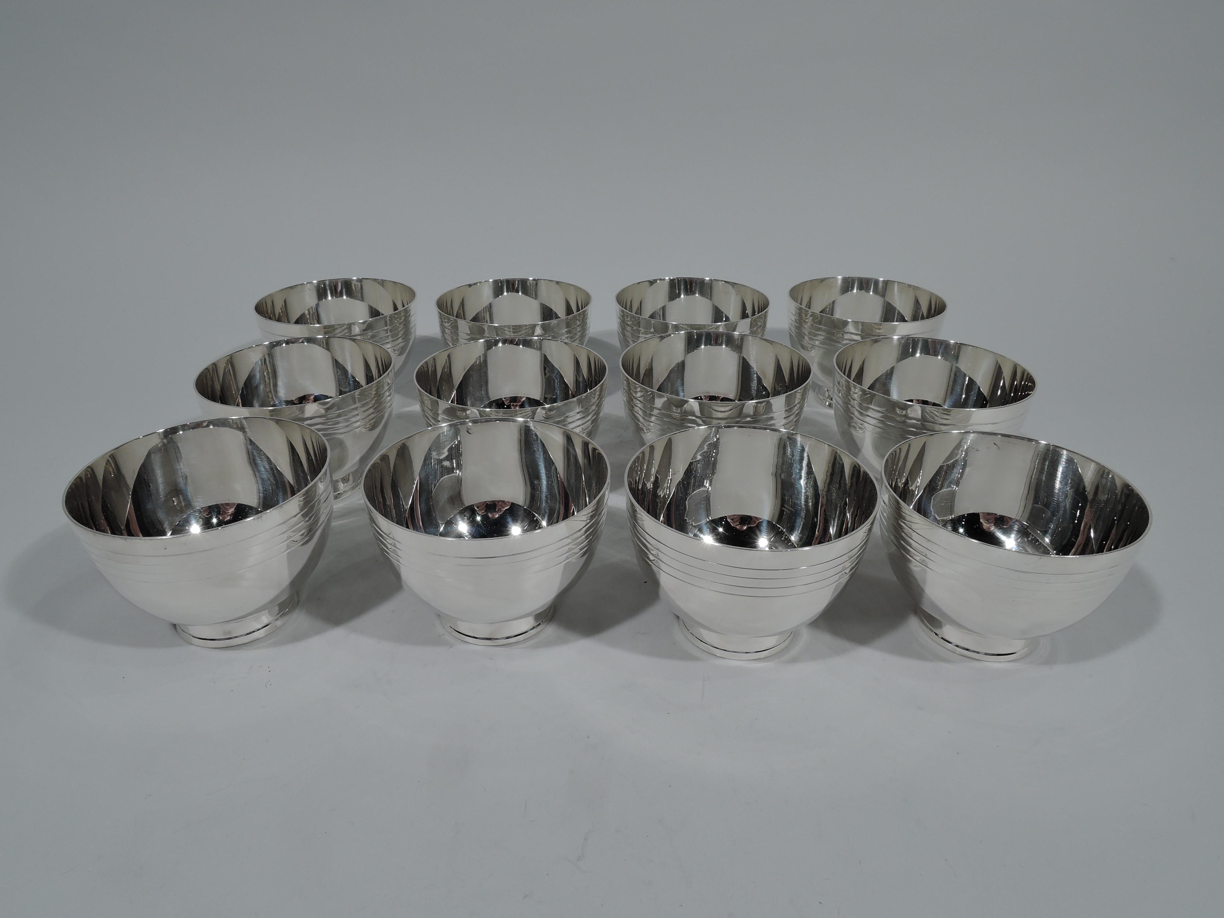 Exciting Tiffany Mid-Century Modern Sterling Silver Punch Bowl and Cups In Excellent Condition In New York, NY