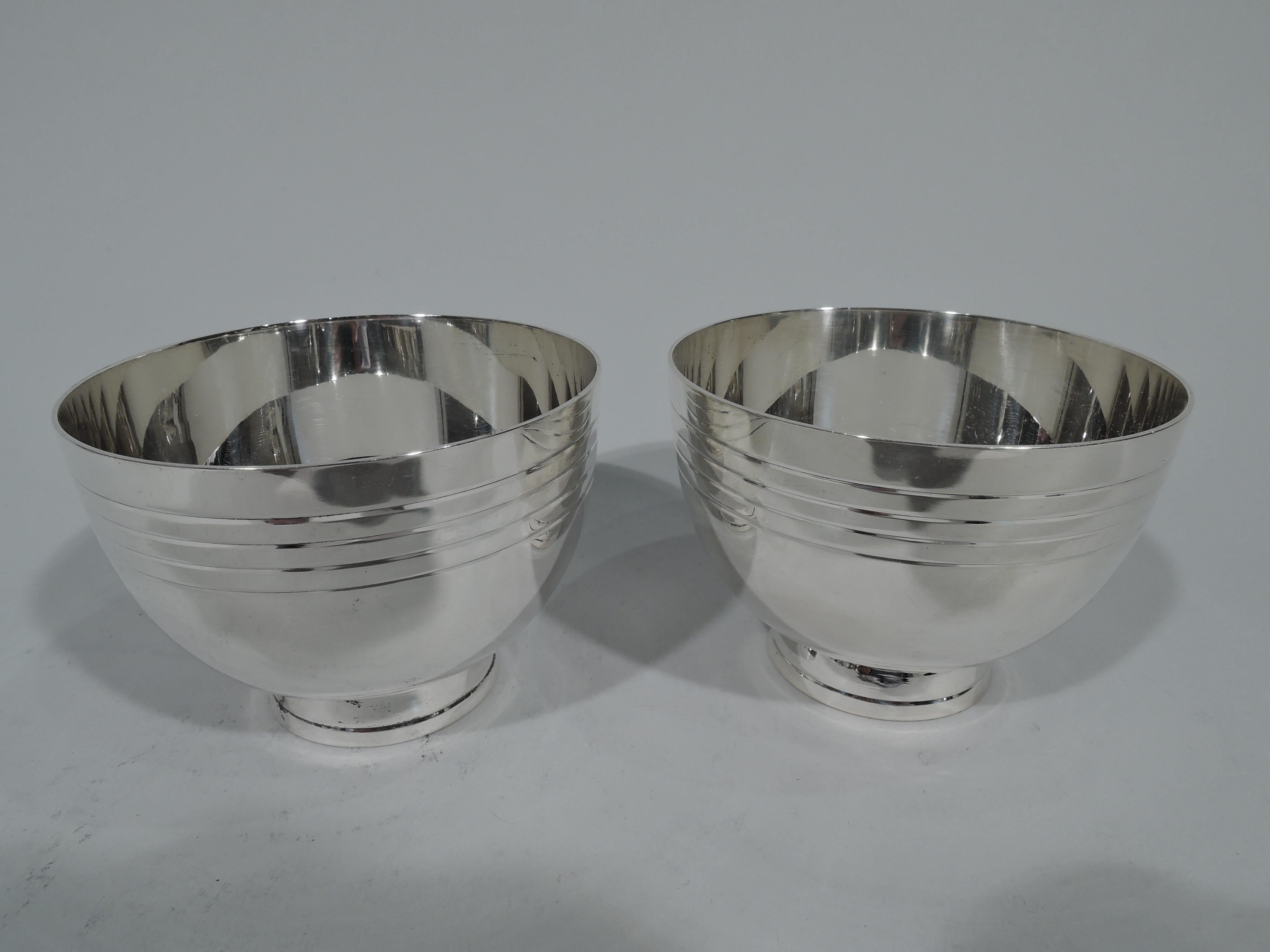 20th Century Exciting Tiffany Mid-Century Modern Sterling Silver Punch Bowl and Cups