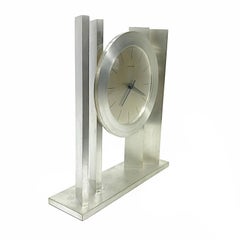 Exclusiv French Hour Lavigne Silvered Automatic Table Clock, 1960s, France