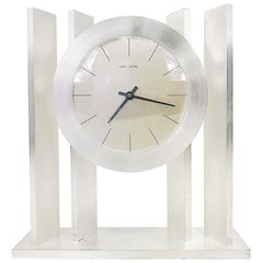 Retro Exclusiv French Hour Lavigne Silvered Automatic Table Clock, 1960s, France