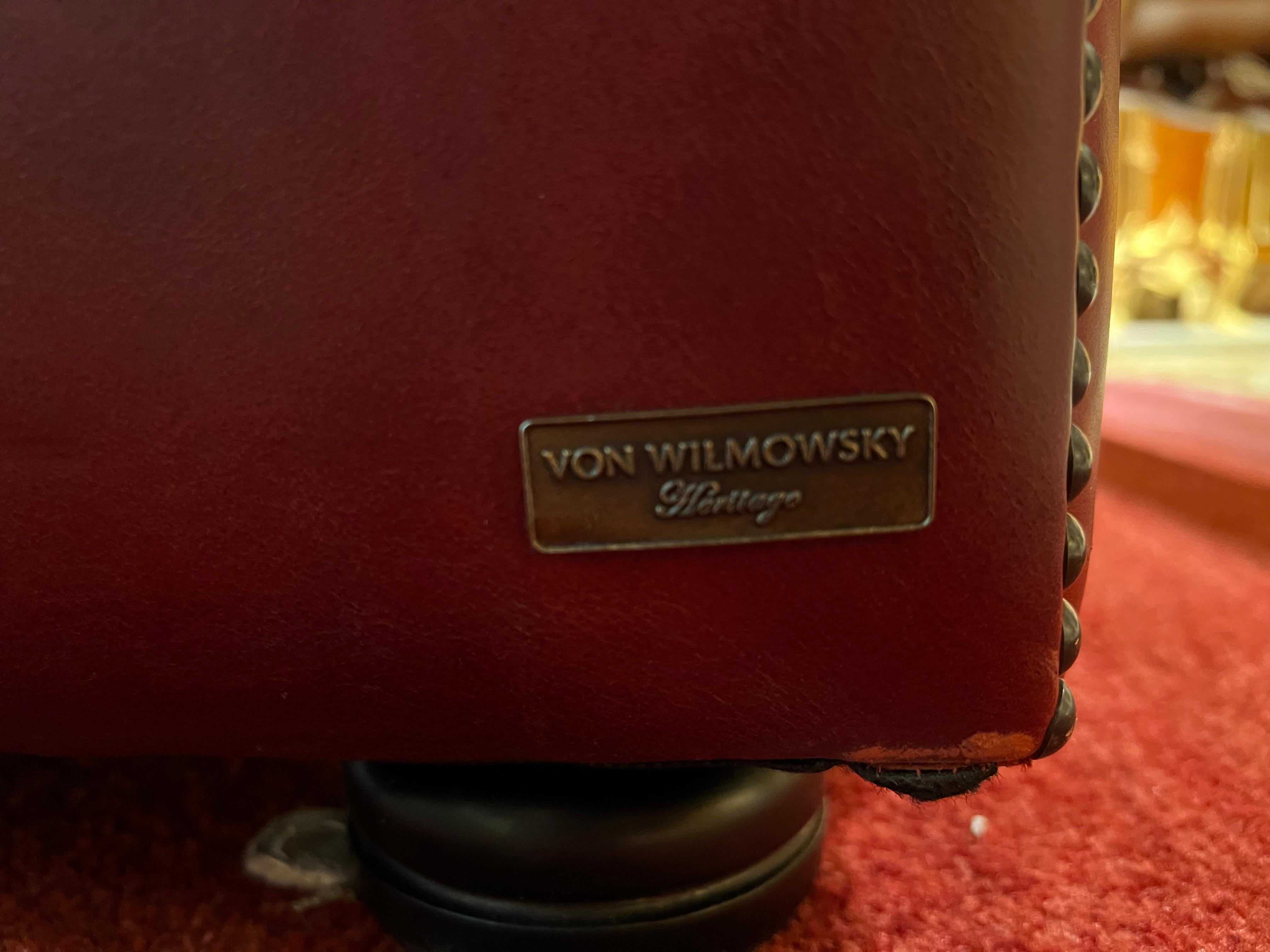 Red Leather Chesterfield Sofa with Button Down Seat from Designer Von Wilmowski For Sale 7