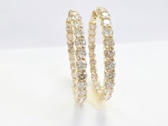EXCLUSIVE, 10.50 Carat Diamond Hoops Earrings 14 Karat Yellow Gold