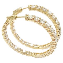 EXCLUSIVE, 10.50 Carat Diamond Hoops Earrings 14 Karat Yellow Gold