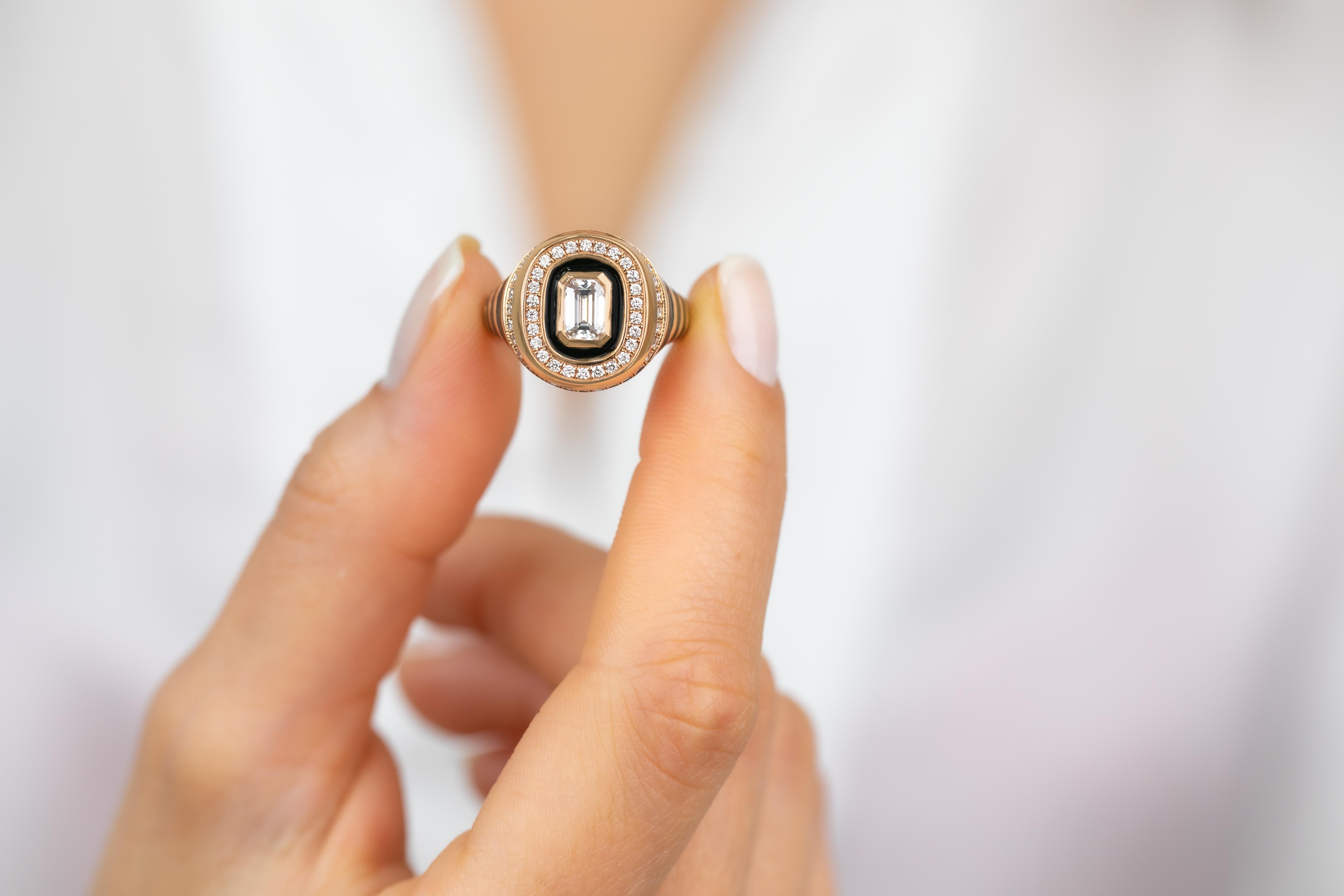 Exclusive 925 Sterling Silver Enamel Ring: Handmade Jewelry with a Distinctive D For Sale 7