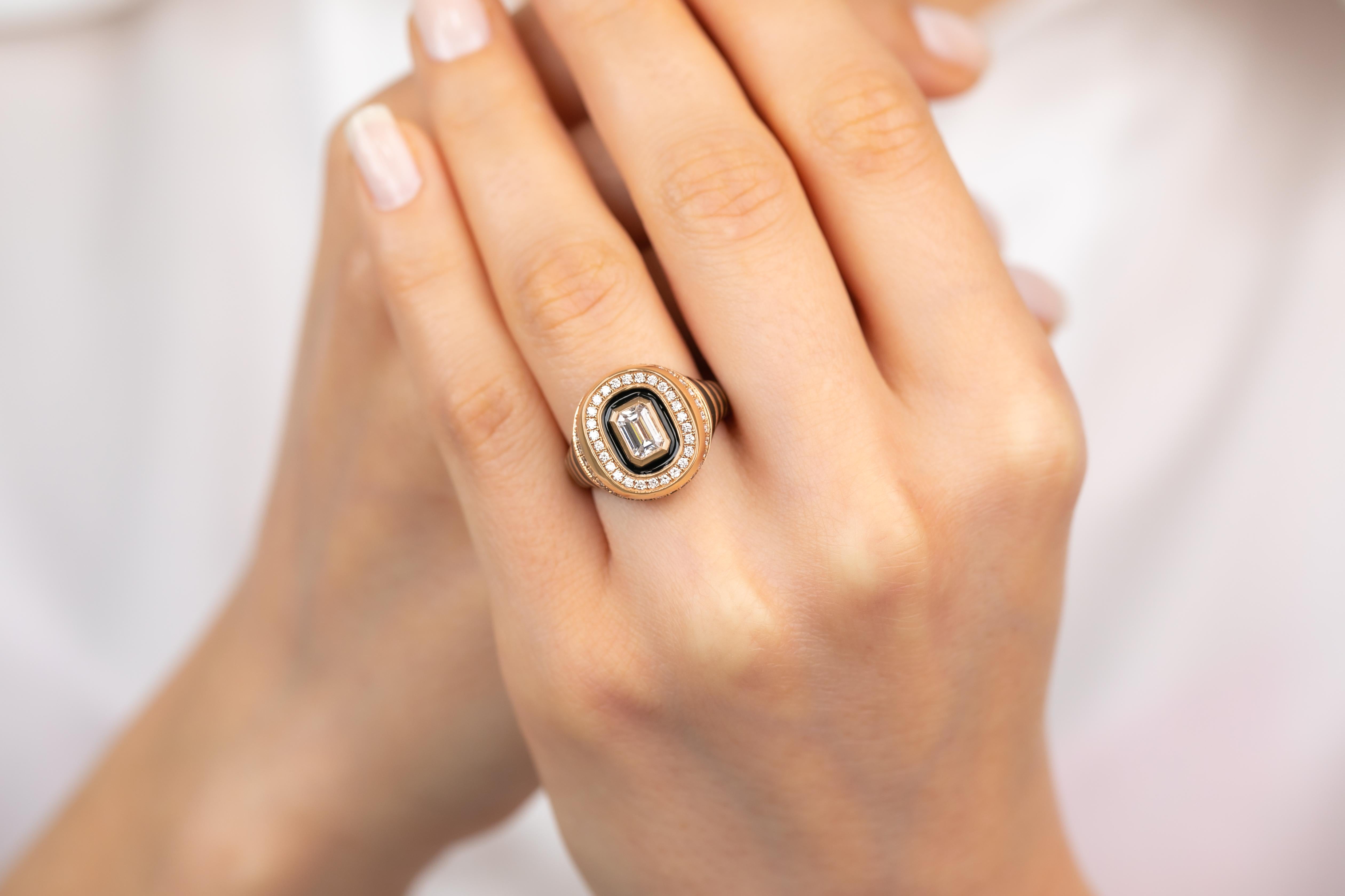 Exclusive 925 Sterling Silver Enamel Ring: Handmade Jewelry with a Distinctive D For Sale 8
