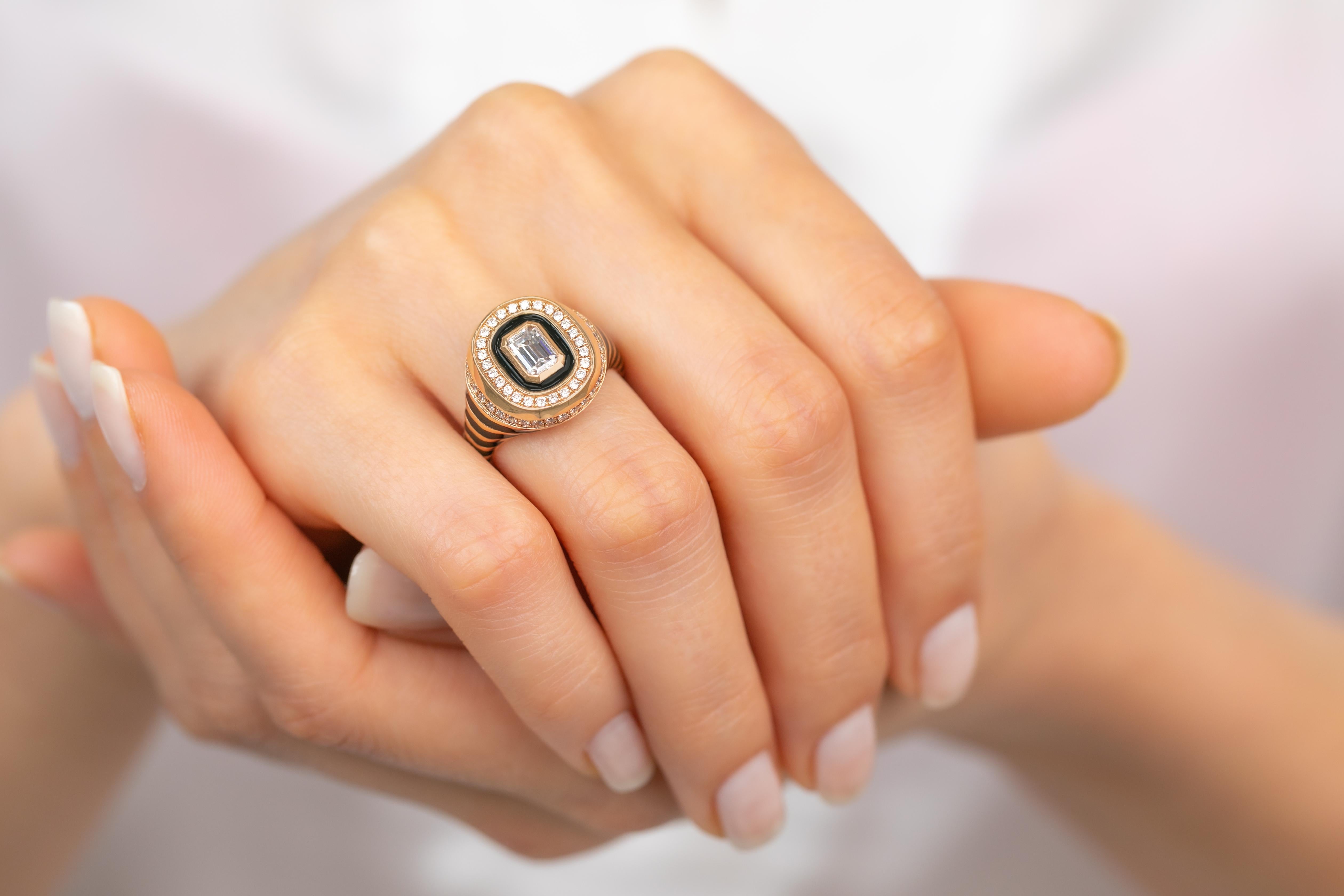Exclusive 925 Sterling Silver Enamel Ring: Handmade Jewelry with a Distinctive D For Sale 9