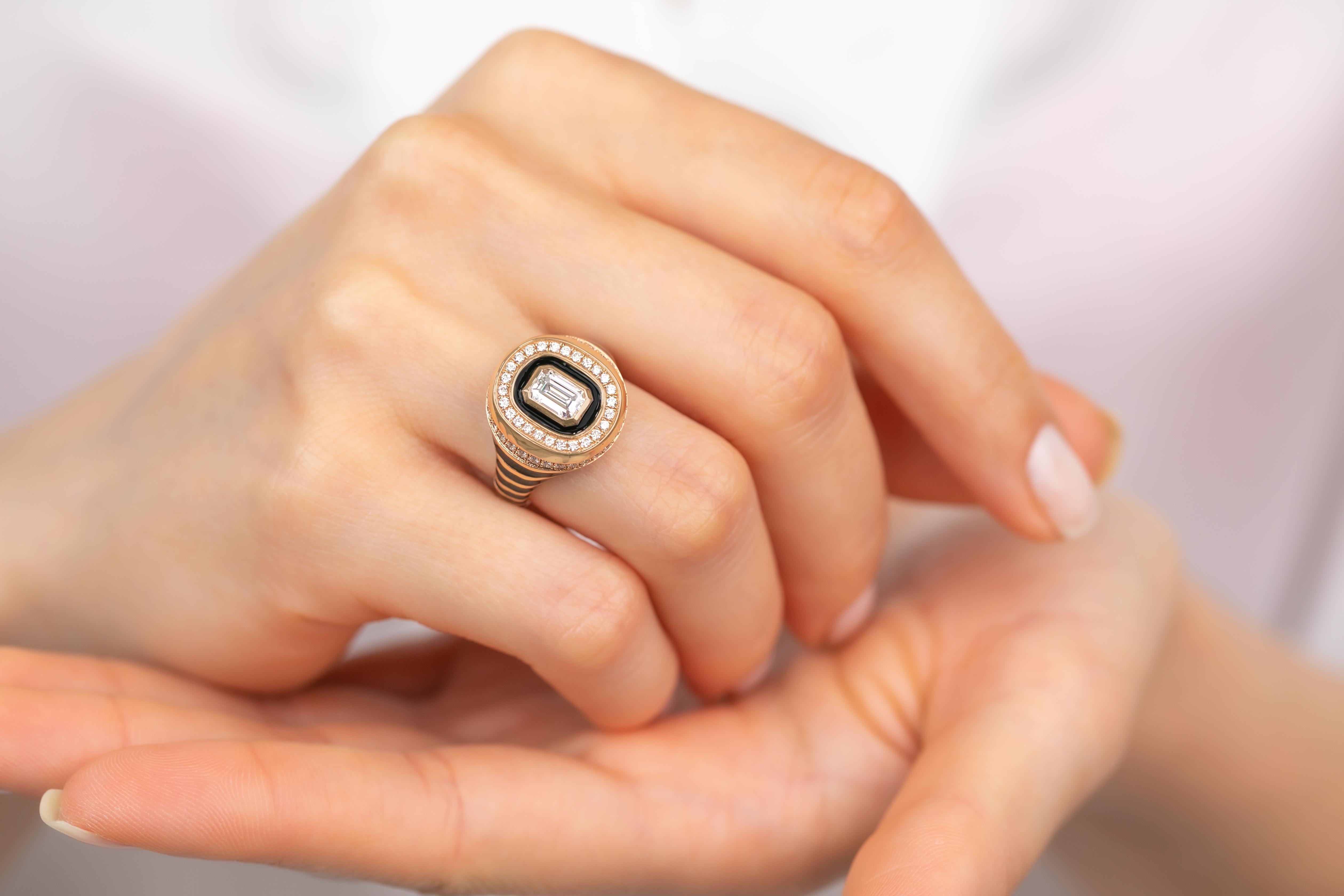 Exclusive 925 Sterling Silver Enamel Ring: Handmade Jewelry with a Distinctive D For Sale 10