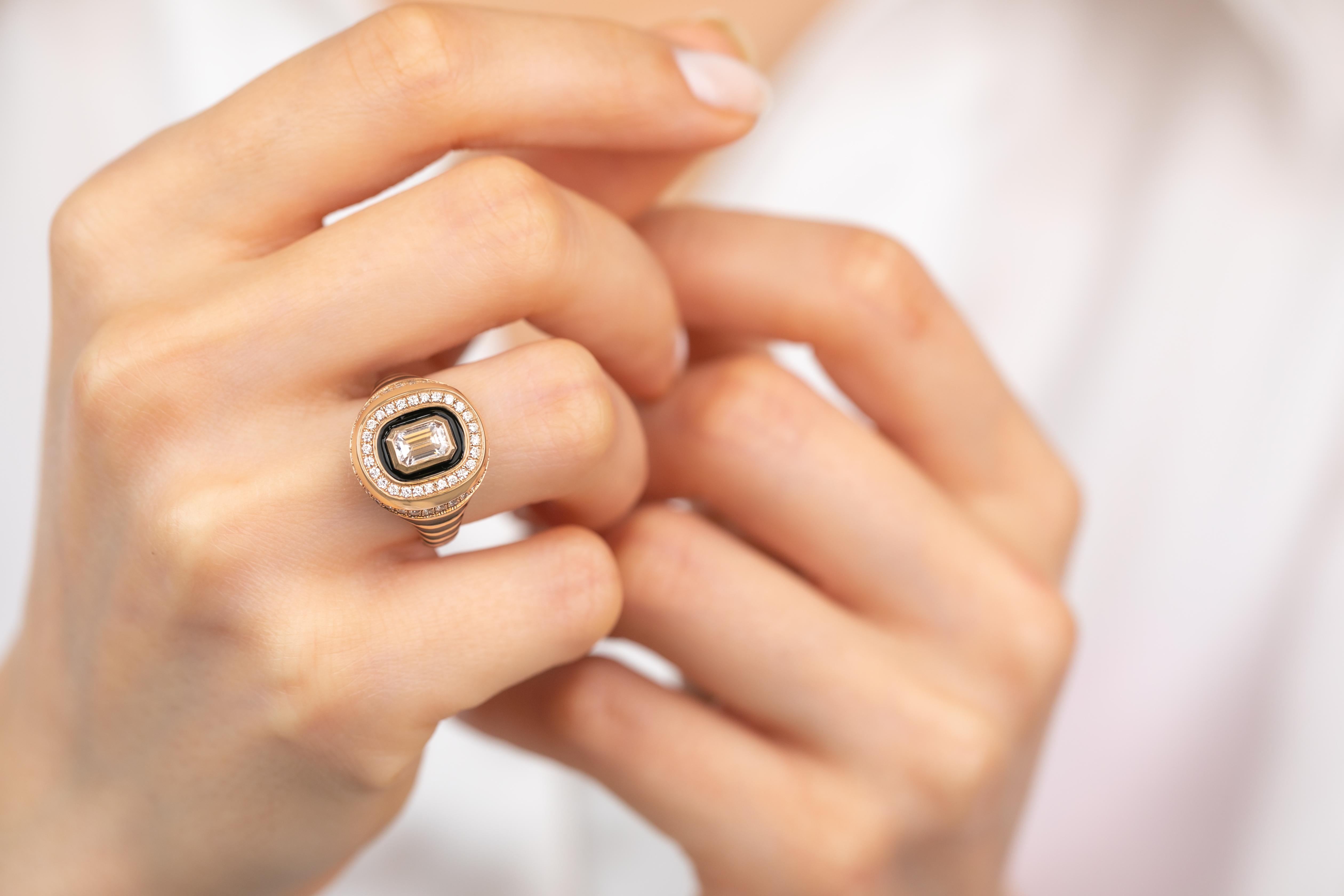 Exclusive 925 Sterling Silver Enamel Ring: Handmade Jewelry with a Distinctive D For Sale 11