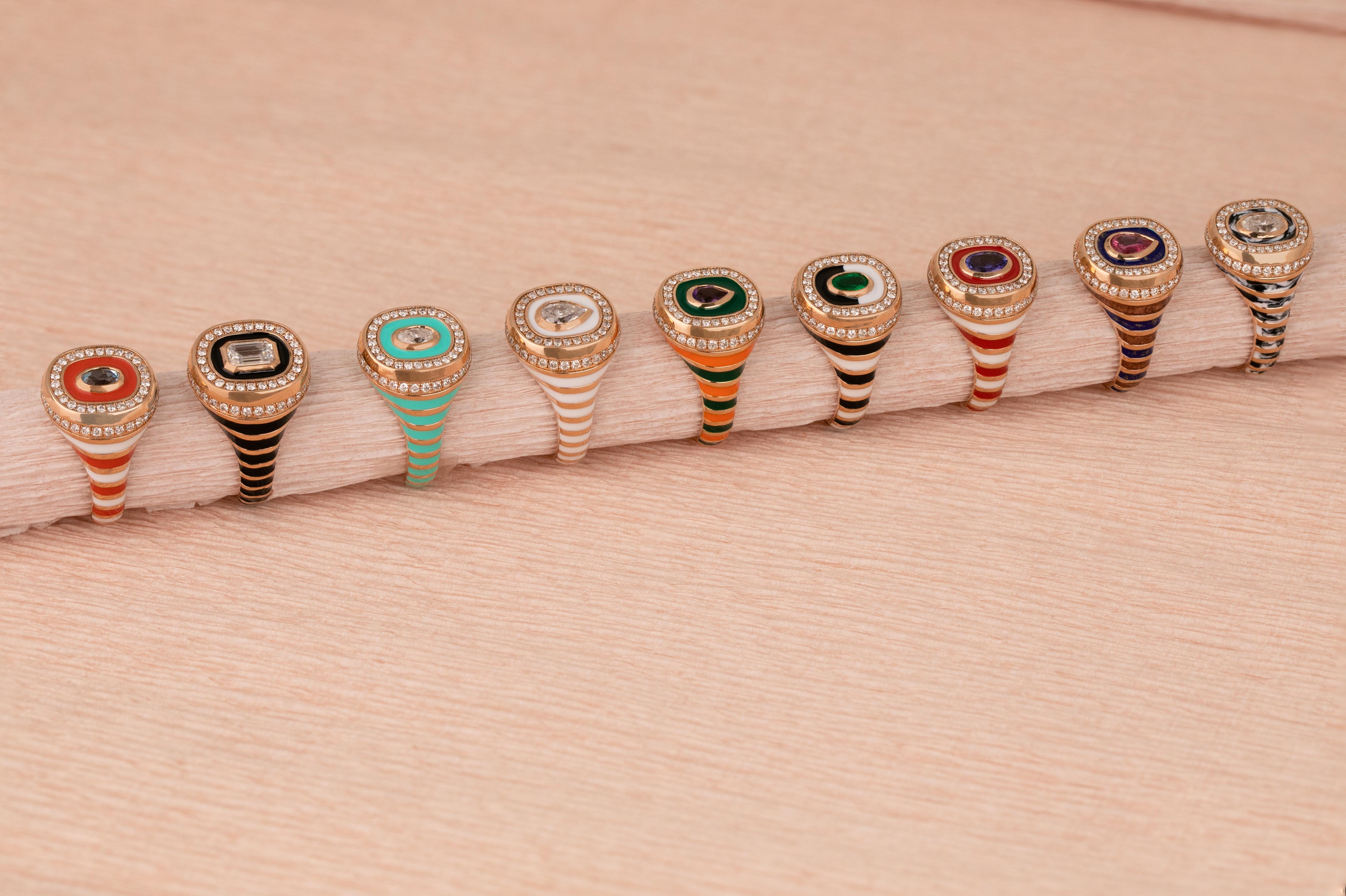Exclusive 925 Sterling Silver Enamel Ring: Handmade Jewelry with a Distinctive D For Sale 13