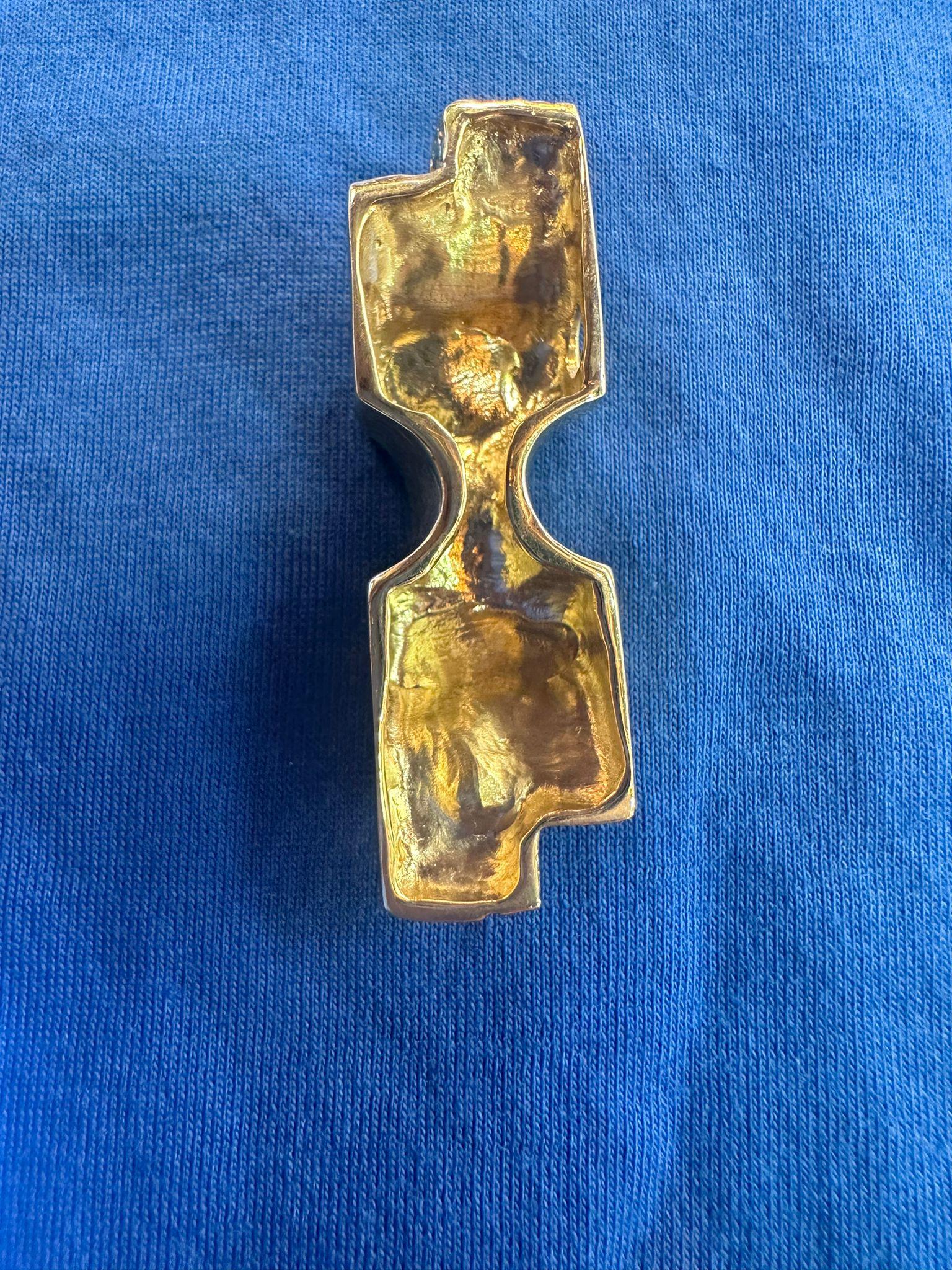 Exclusive 14K Gold Jerusalem Stone Pendant with Silver Chai by Nikolai Bachmako In Excellent Condition For Sale In New York, NY