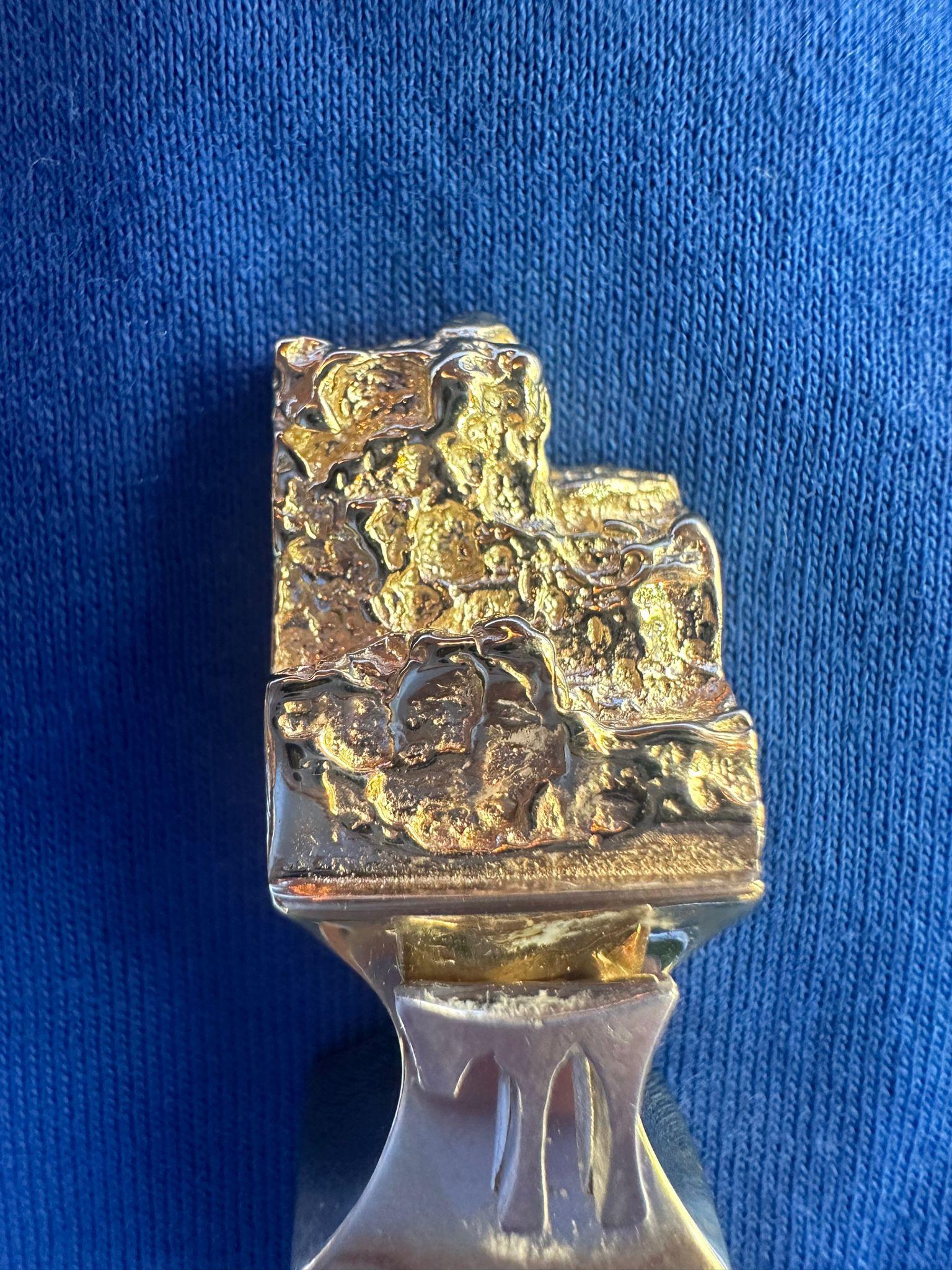 Exclusive 14K Gold Jerusalem Stone Pendant with Silver Chai by Nikolai Bachmako For Sale 1