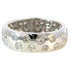 Exclusive 14k White Gold 1.27 Carat Polka dot White Diamond Band Ring