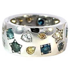 Exklusiver 14k Weißgold 2,23 Karat Regenbogen Fancy Color Diamant-Ring