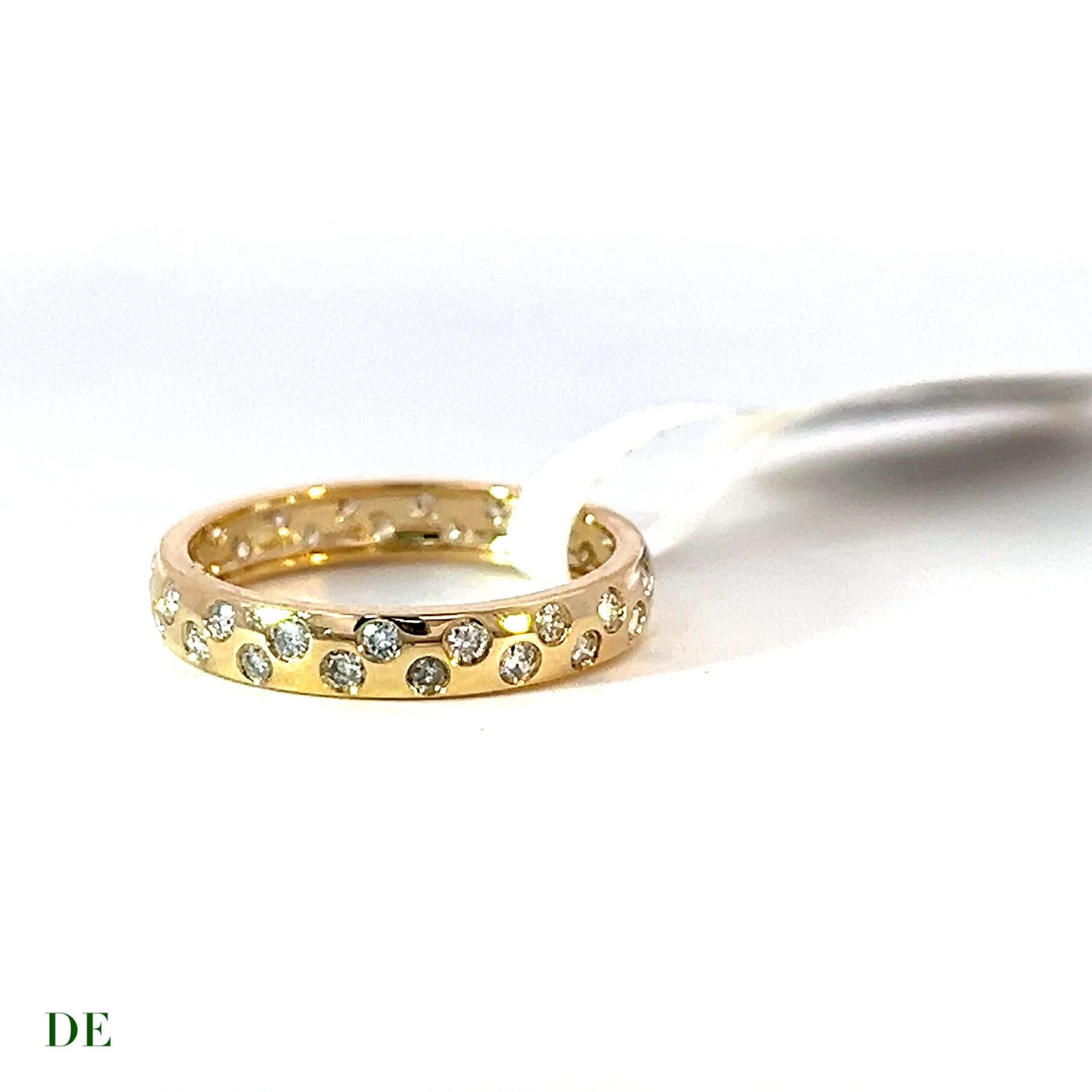 Exclusive 14k Yellow Gold .62 Carat Polka dot White Diamond Band Ring In New Condition In kowloon, Kowloon