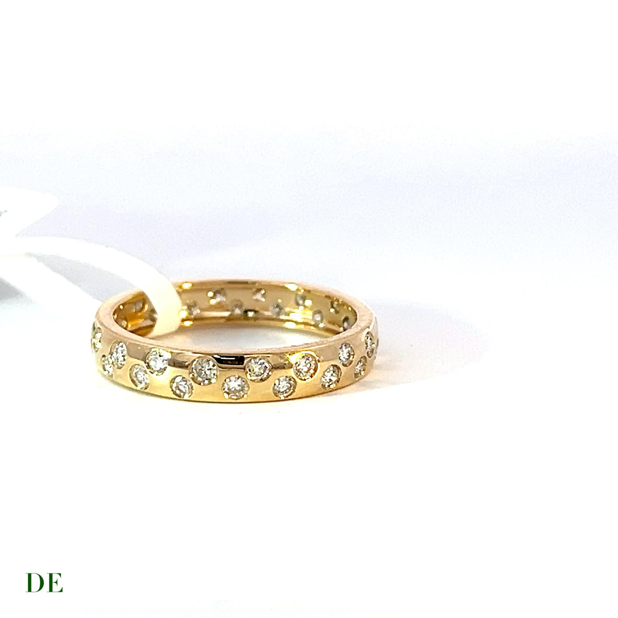 Women's or Men's Exclusive 14k Yellow Gold .62 Carat Polka dot White Diamond Band Ring