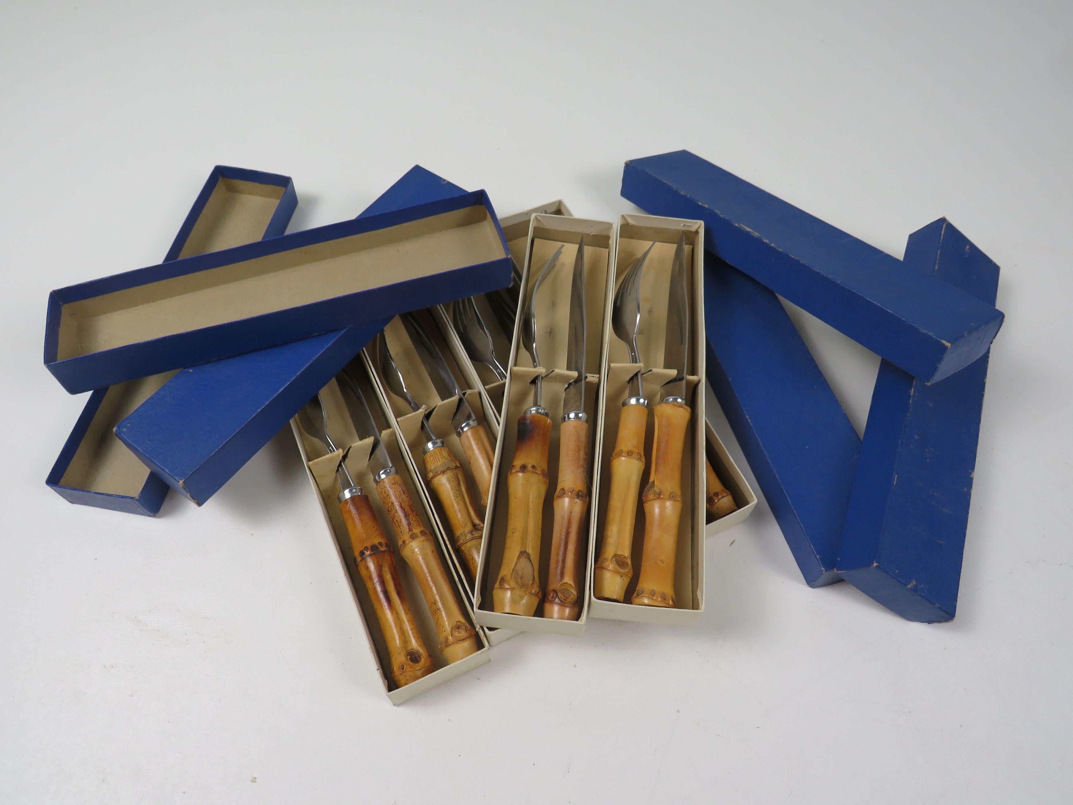 20th Century Exclusive 1960s steak cutlery set from Italy – Bamboo & stainless steel