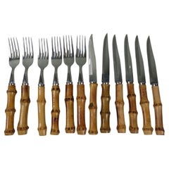 Exclusive 1960s steak cutlery set from Italy – Bamboo & stainless steel