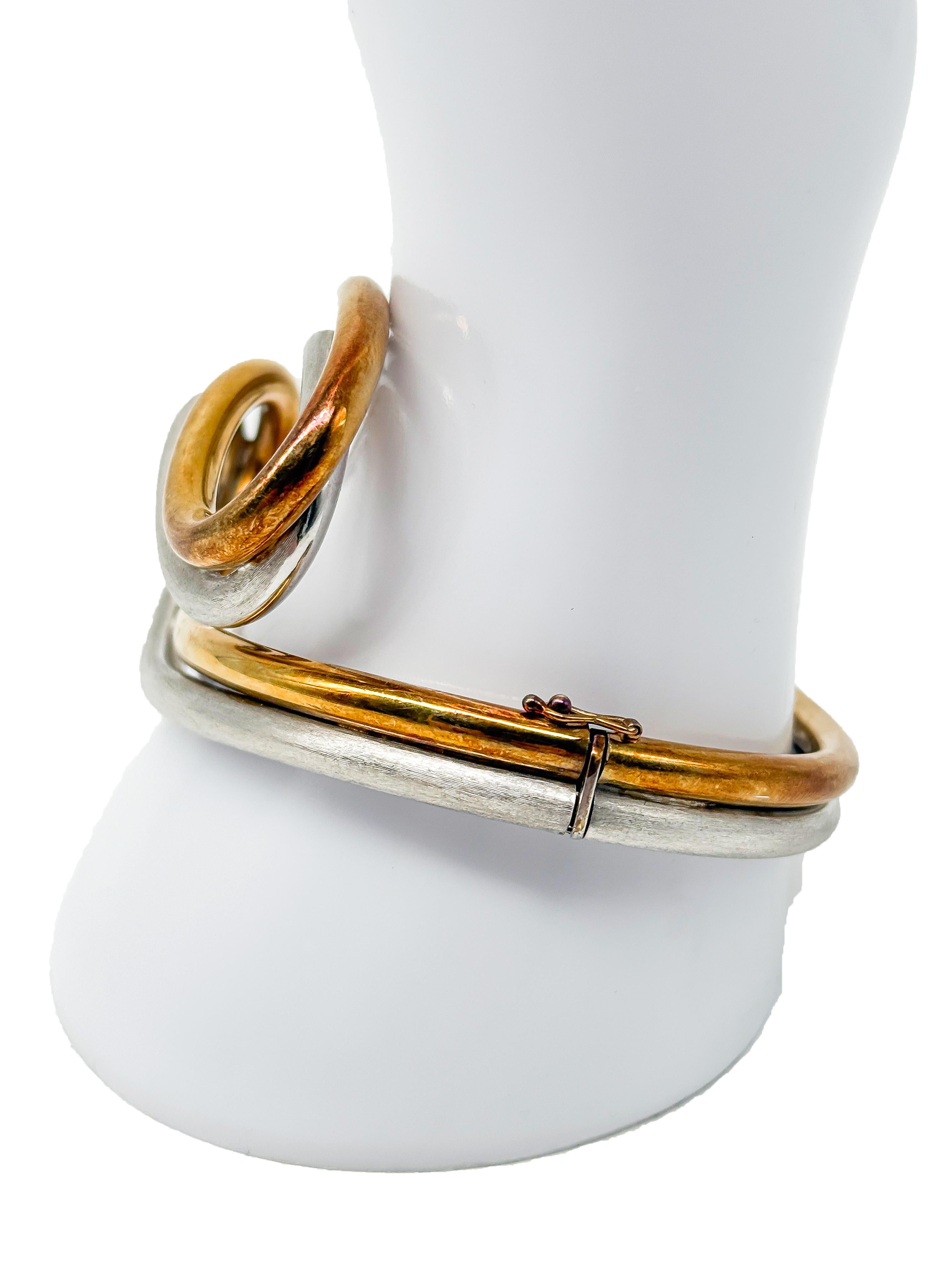 Pulsera exclusiva de los años 70 de Kollmar & Jourdan Pforzheim - 14K Gol Blanco y Amarillo Retro en venta