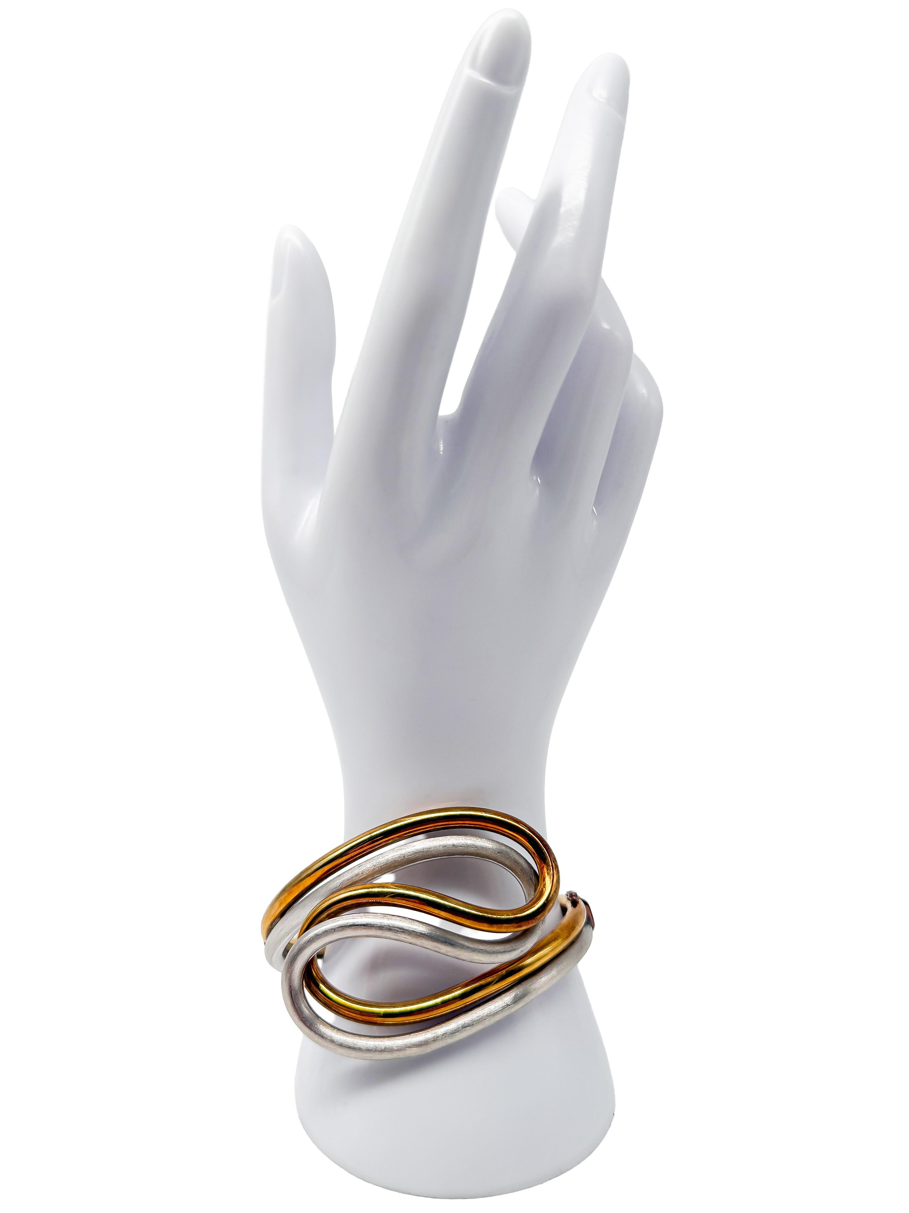 Pulsera exclusiva de los años 70 de Kollmar & Jourdan Pforzheim - 14K Gol Blanco y Amarillo en venta 1