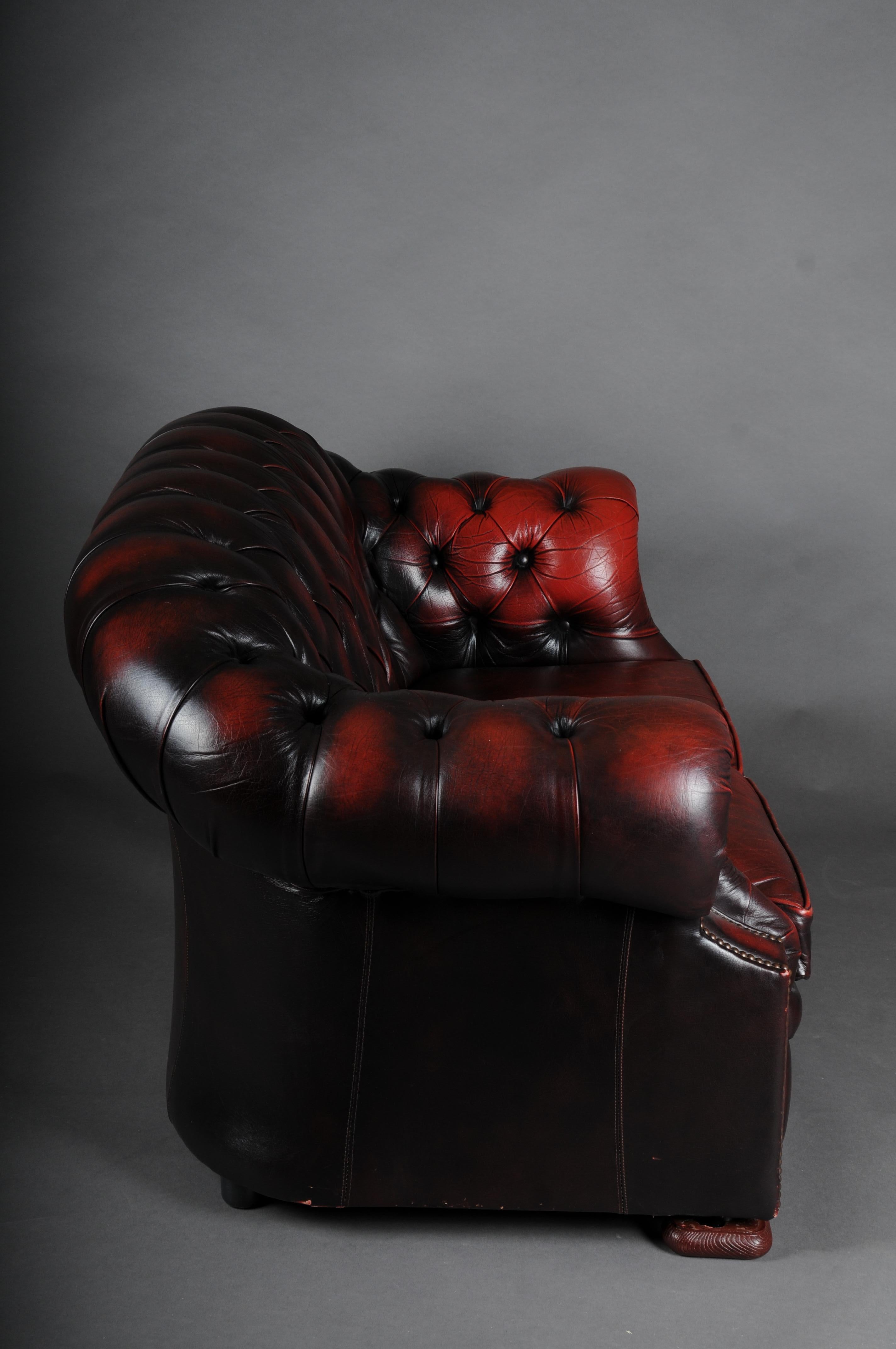 Exklusive 2-Sitzer Chesterfield Couch/Sofa Bordeaux rot, England 3