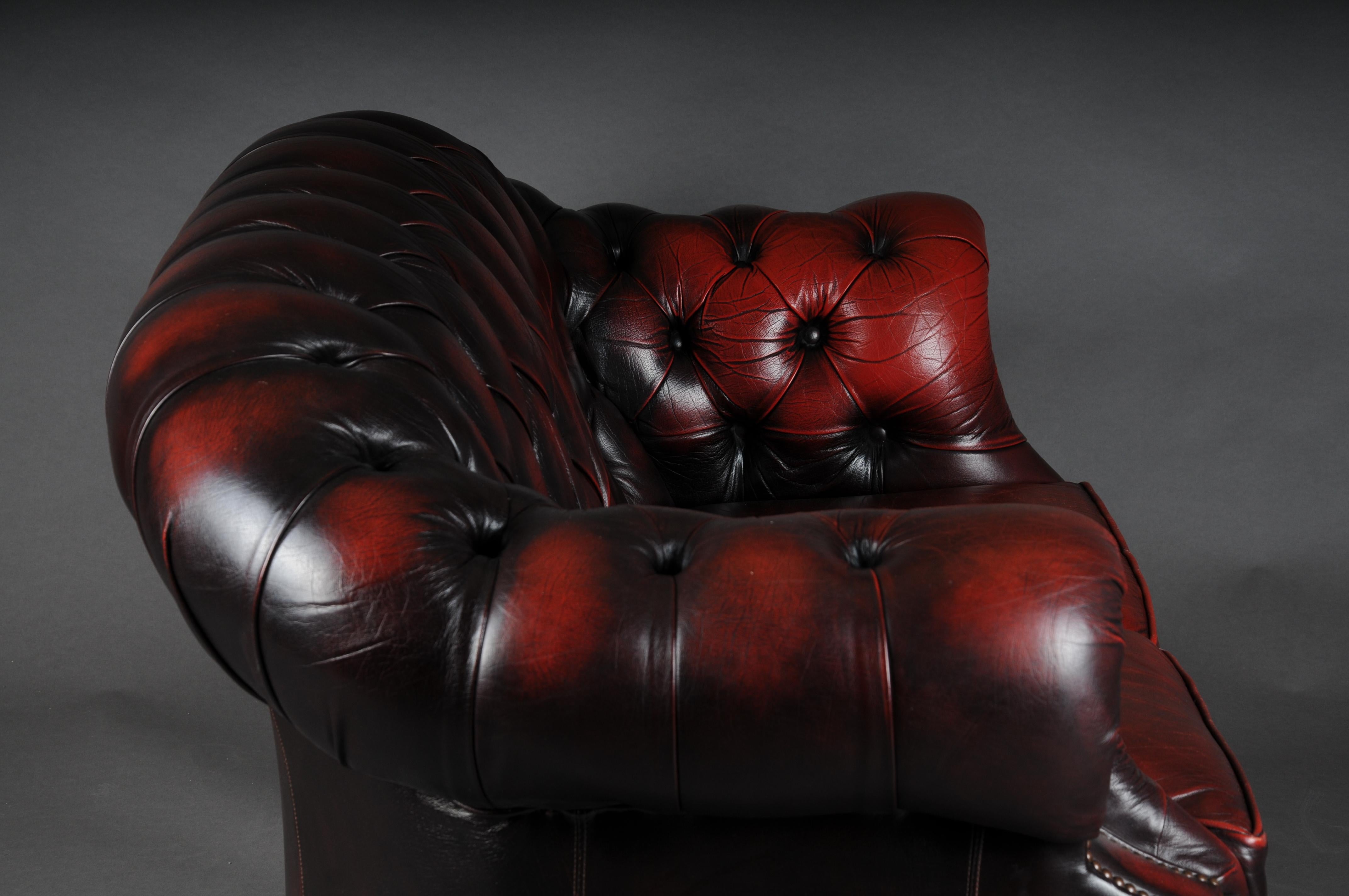 Exklusive 2-Sitzer Chesterfield Couch/Sofa Bordeaux rot, England 4