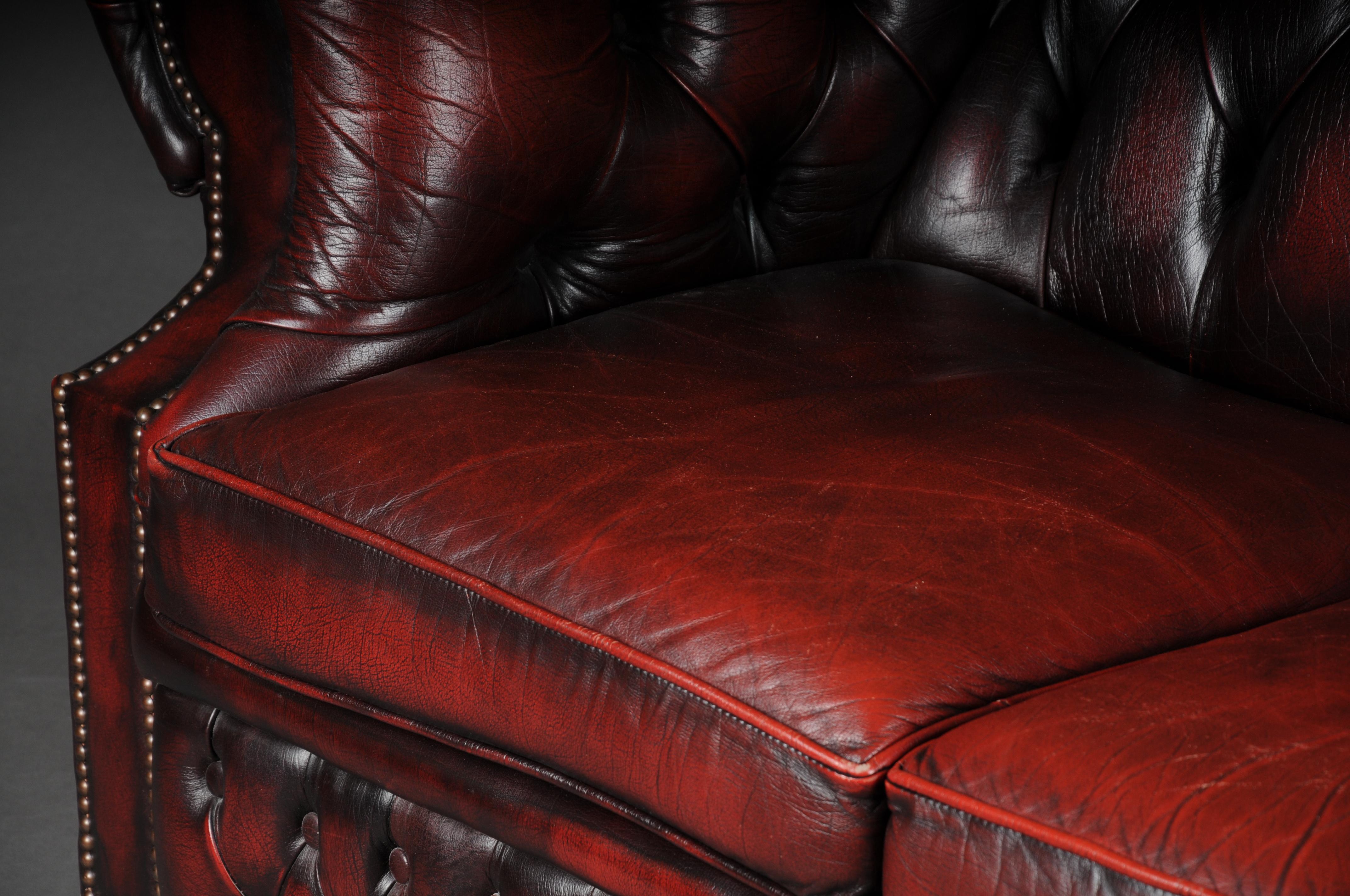 Exklusive 2-Sitzer Chesterfield Couch/Sofa Bordeaux rot, England 7