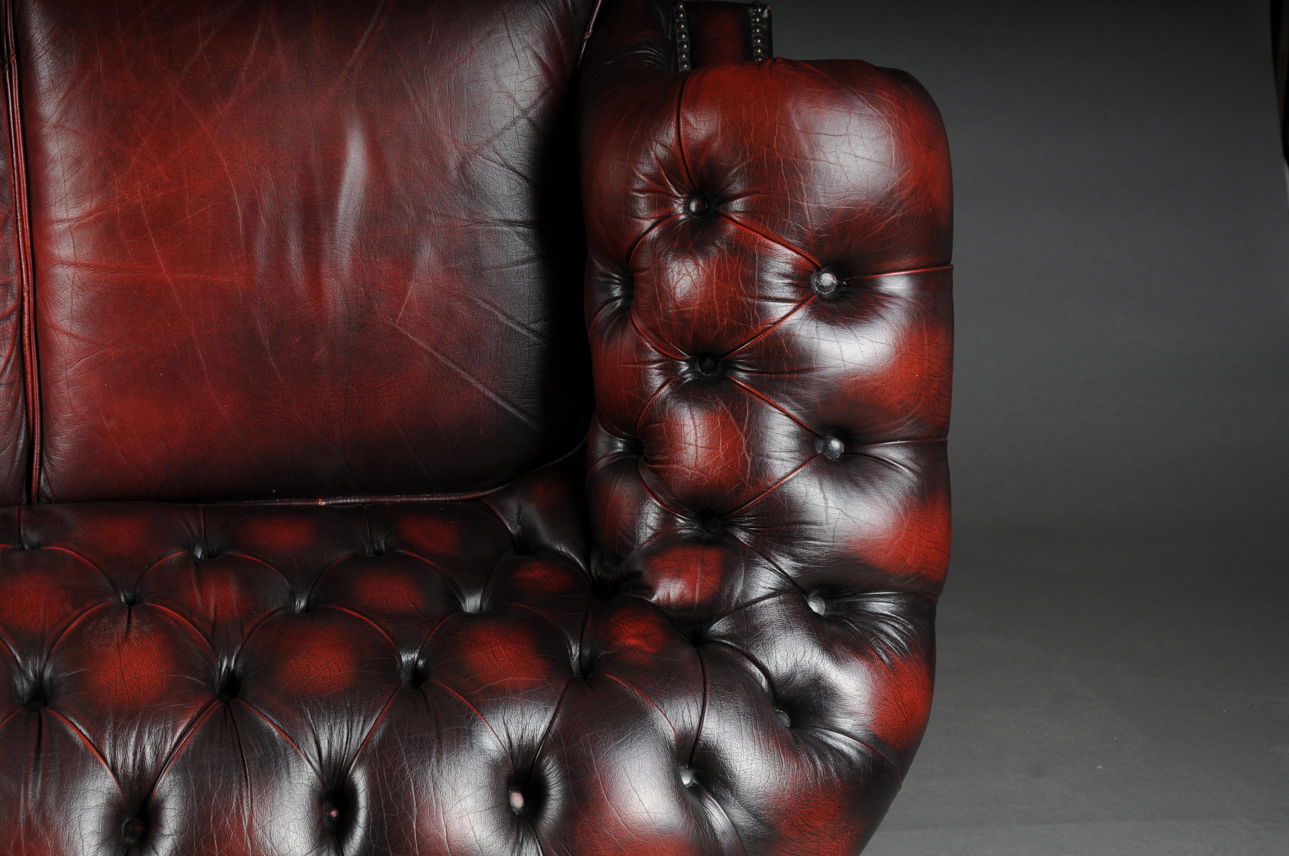 Exklusive 2-Sitzer Chesterfield Couch/Sofa Bordeaux rot, England 12