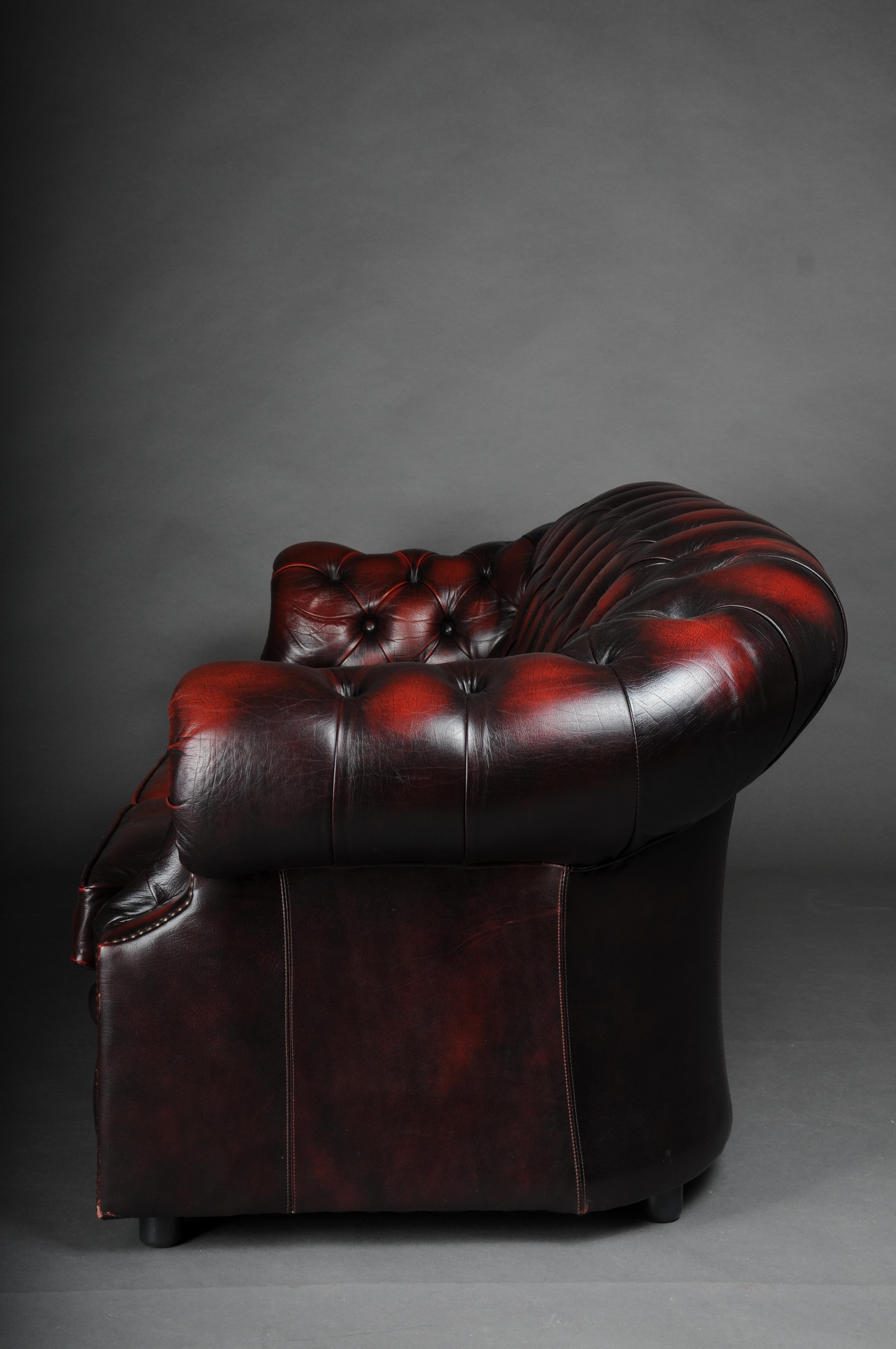 Exclusive 3 Seater Chesterfield Couch/Sofa Bordeaux Red, England For