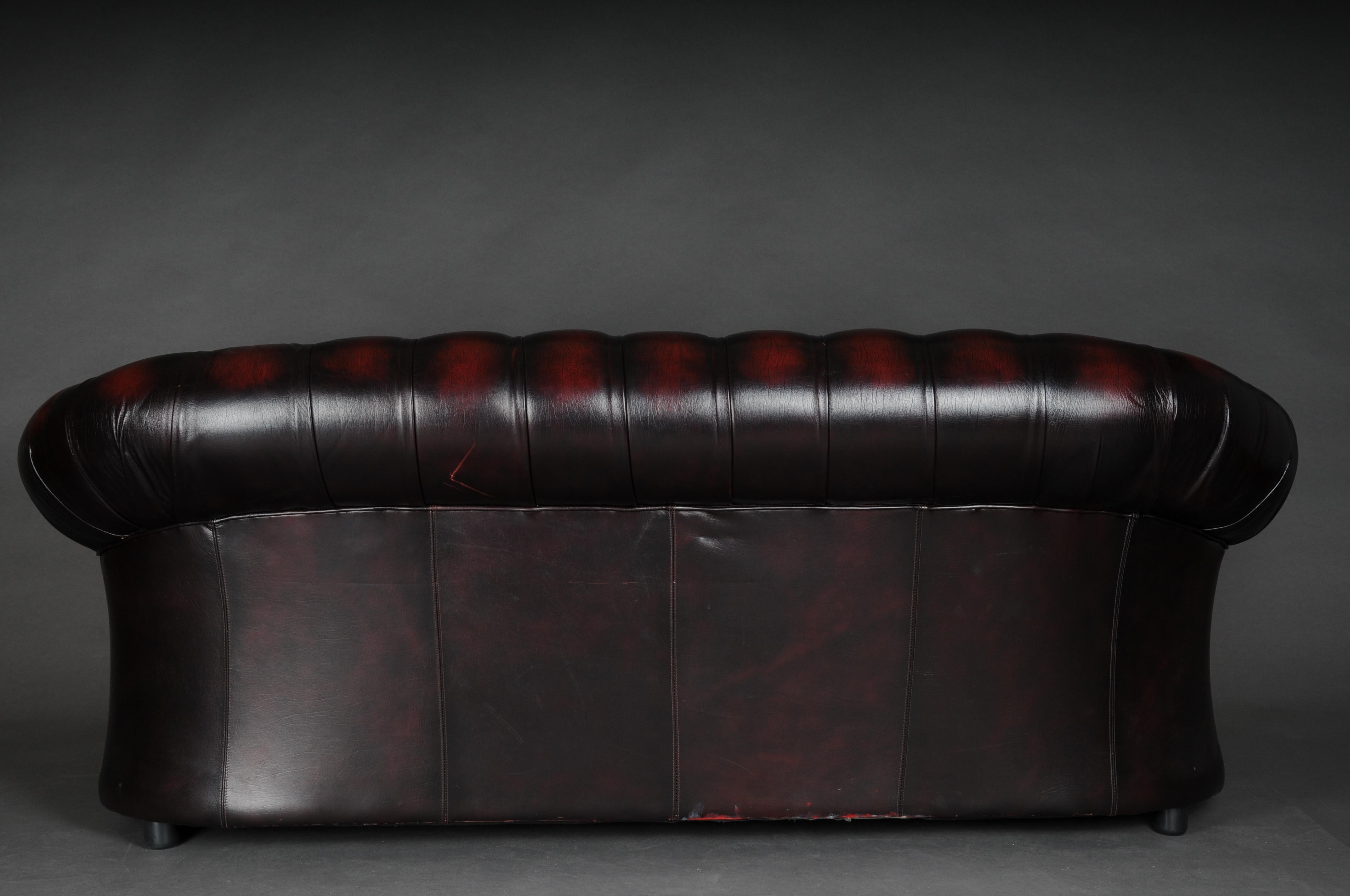 Exclusive 3 Seater Chesterfield Couch/Sofa Bordeaux Red, England For